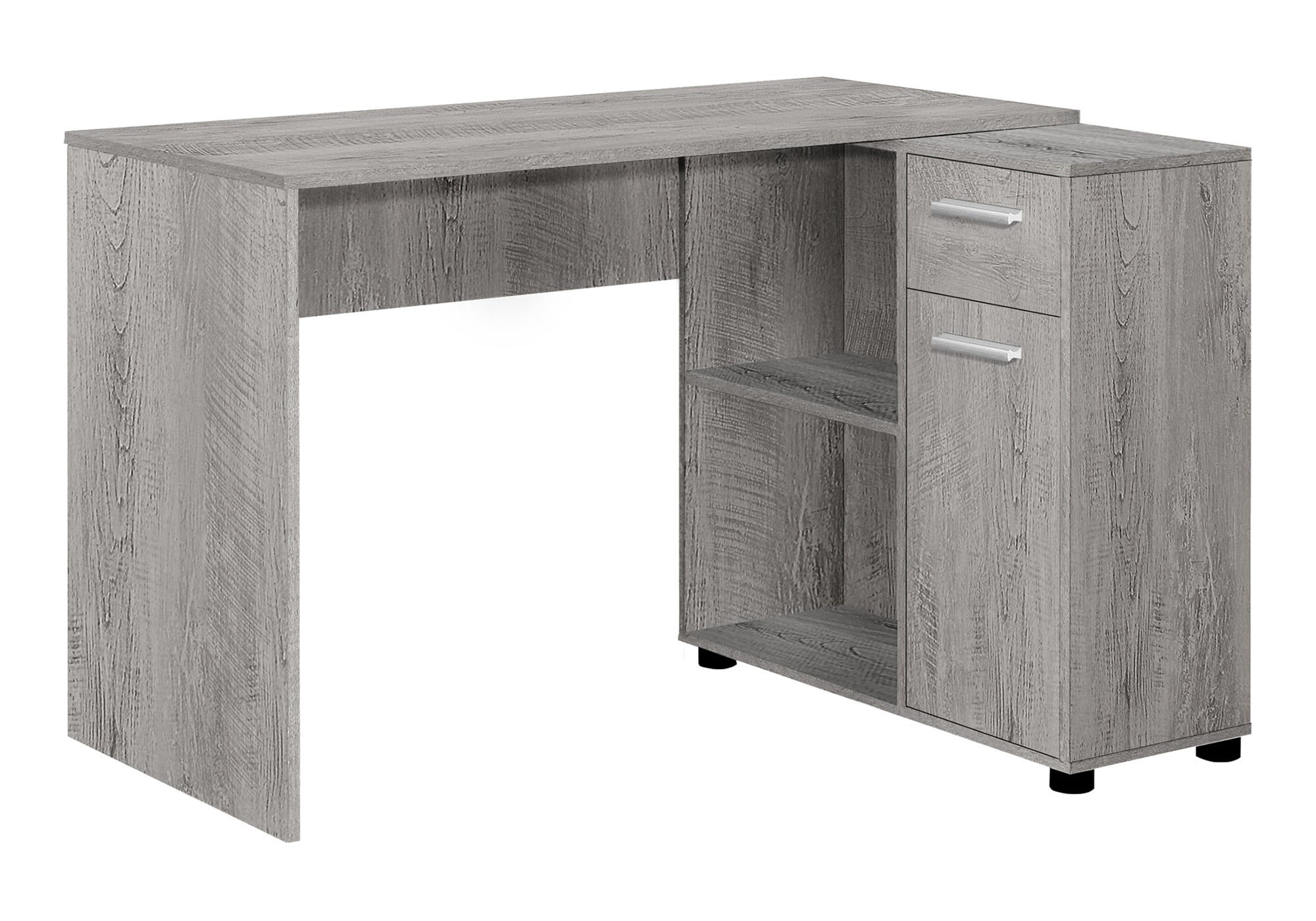 Computer Desk L-Shaped 46" Industrial Grey Storage-Bookshelf-DECOROLALA