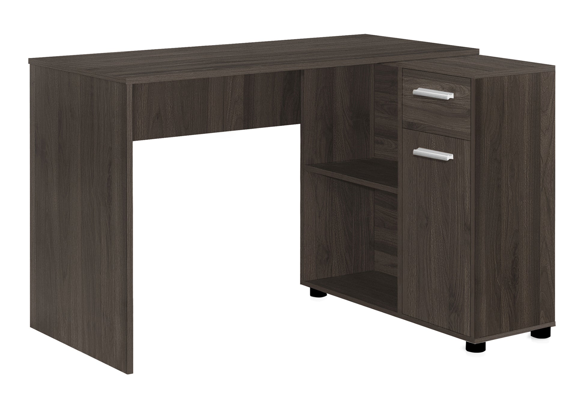 Computer Desk L-Shaped 46" Industrial Grey Storage-Bookshelf-DECOROLALA