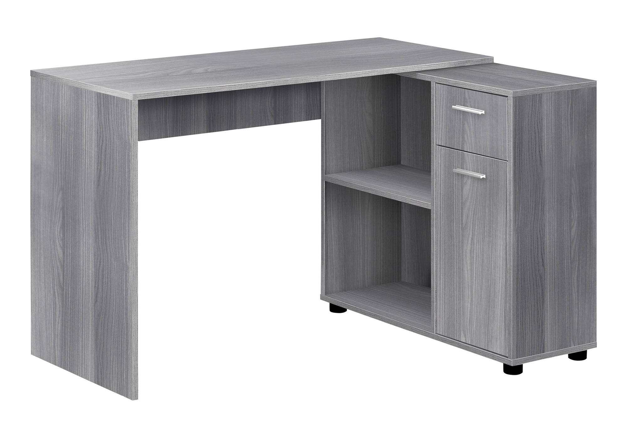 Computer Desk L-Shaped 46" Industrial Grey Storage-Bookshelf-DECOROLALA