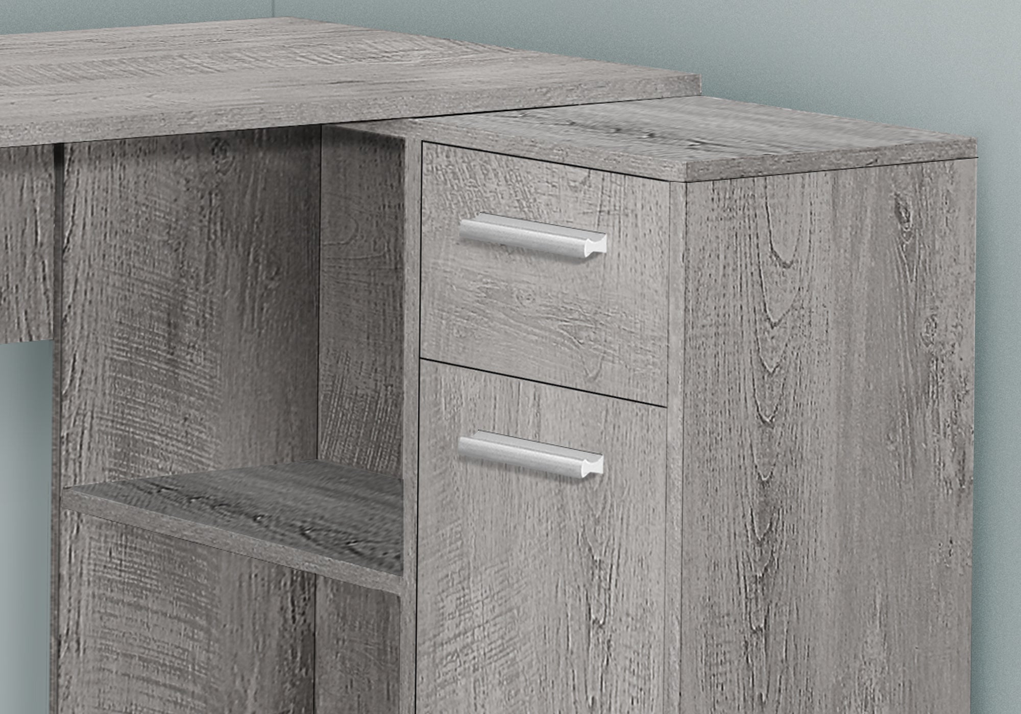 Computer Desk L-Shaped 46" Industrial Grey Storage-Bookshelf-DECOROLALA