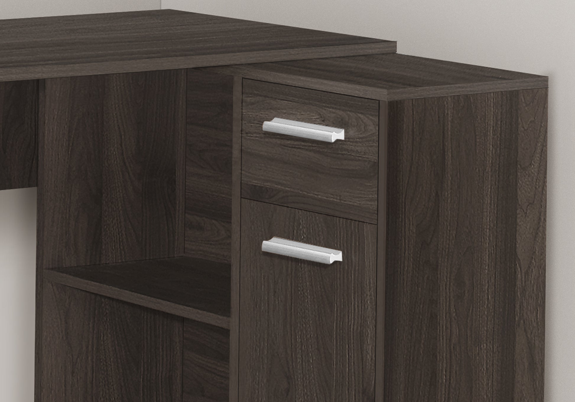 Computer Desk L-Shaped 46" Industrial Grey Storage-Bookshelf-DECOROLALA