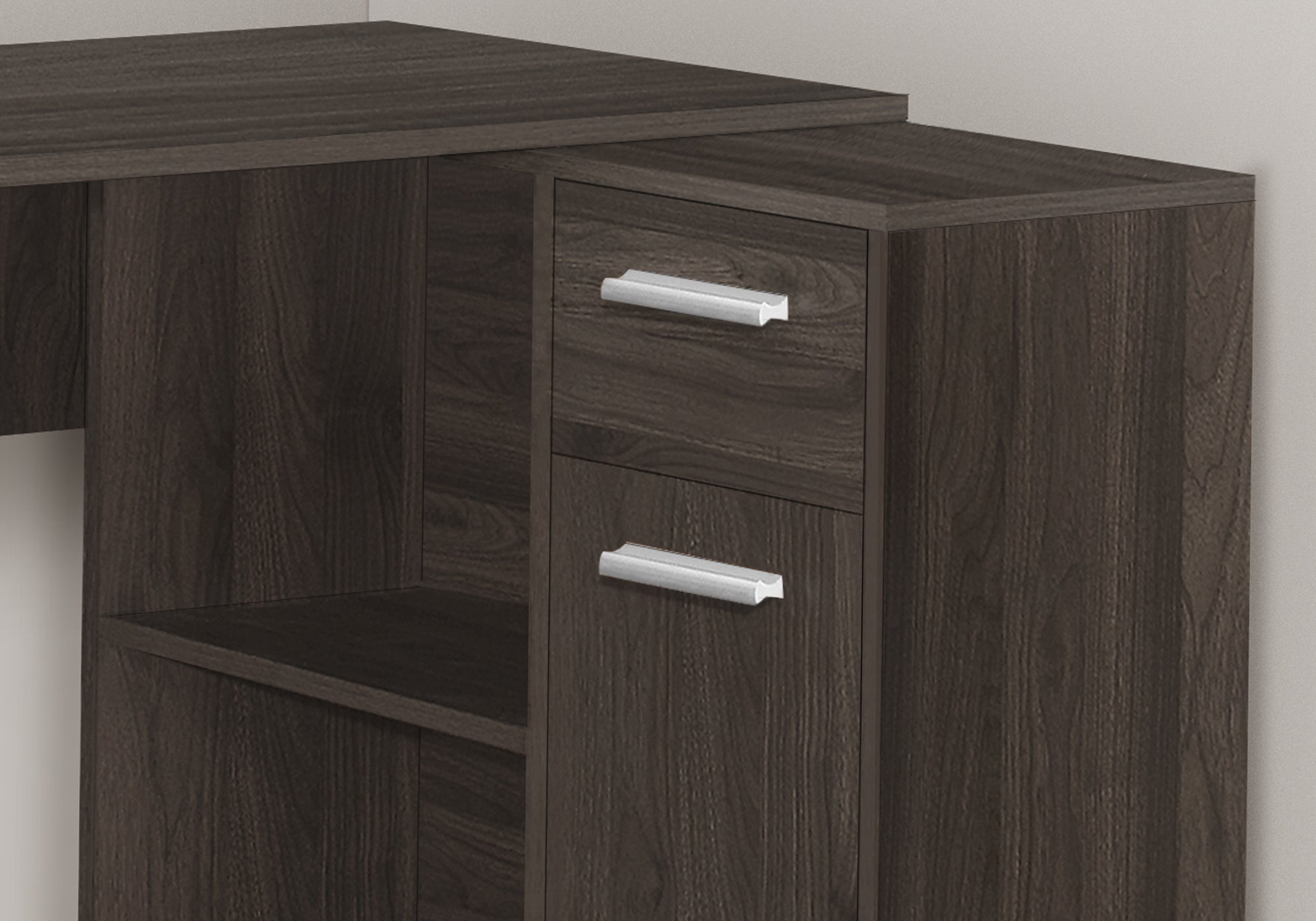 Computer Desk L-Shaped 46" Industrial Grey Storage-Bookshelf-DECOROLALA