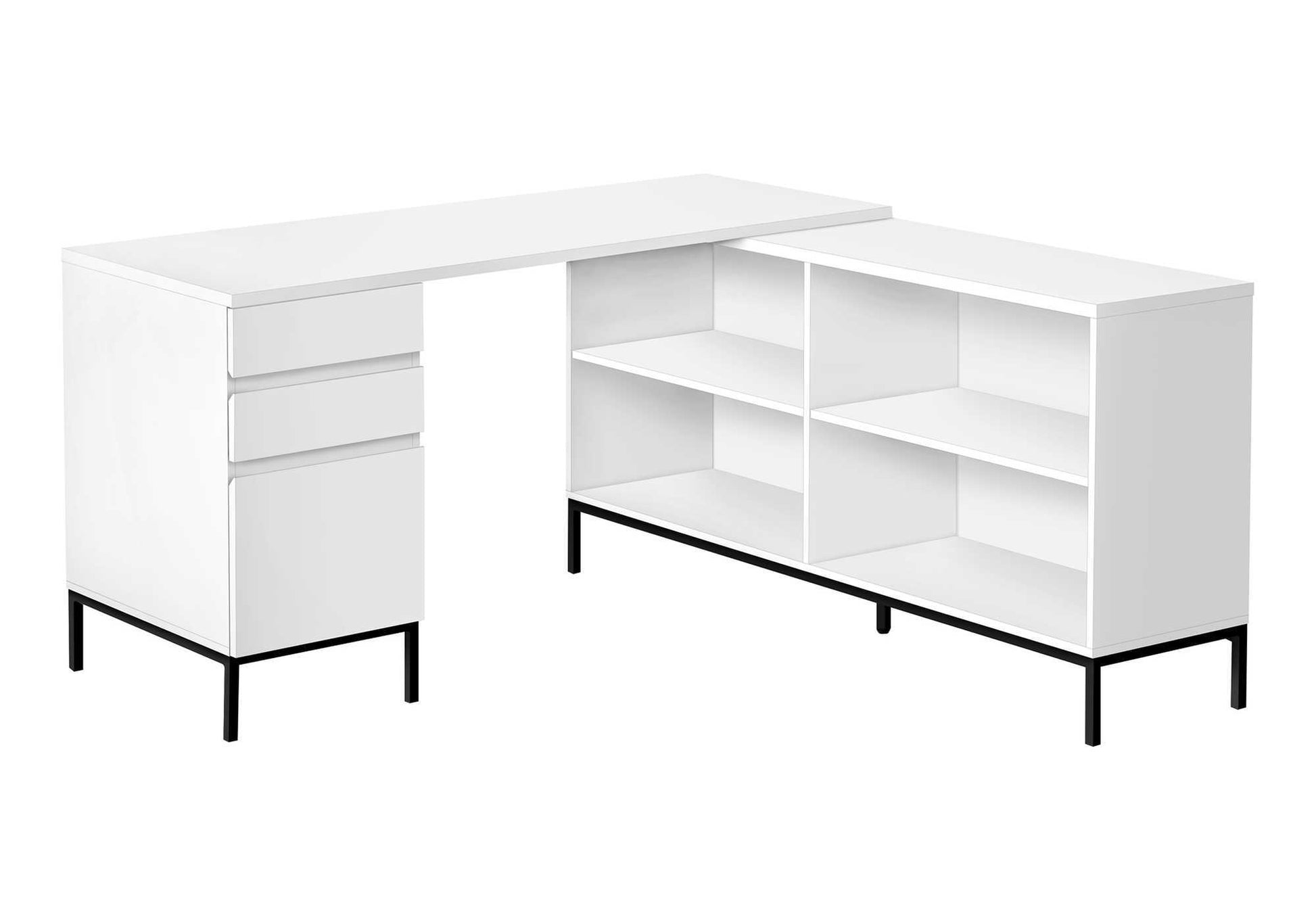 Computer Desk L-Shaped 60" Rustic Brown w/ Shelves-Computer Desk-DECOROLALA