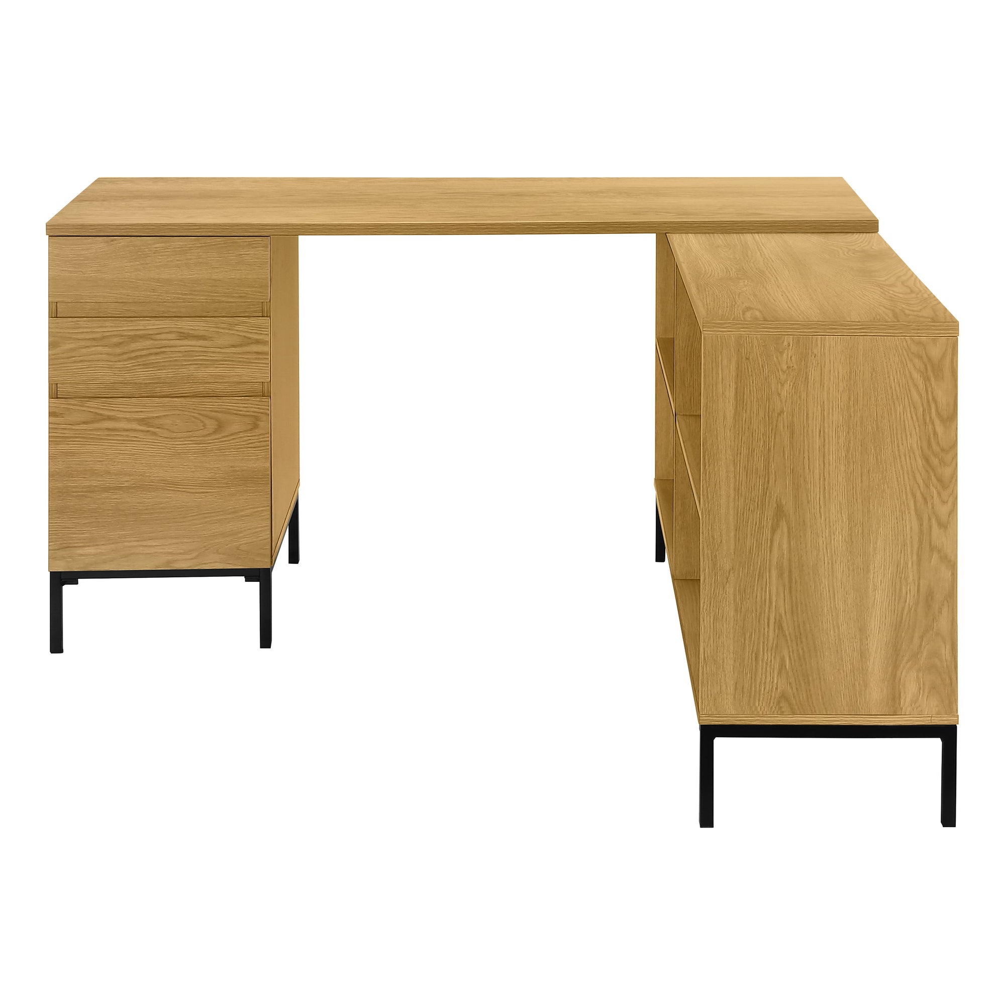 Computer Desk L-Shaped 60" Rustic Brown w/ Shelves-Computer Desk-DECOROLALA