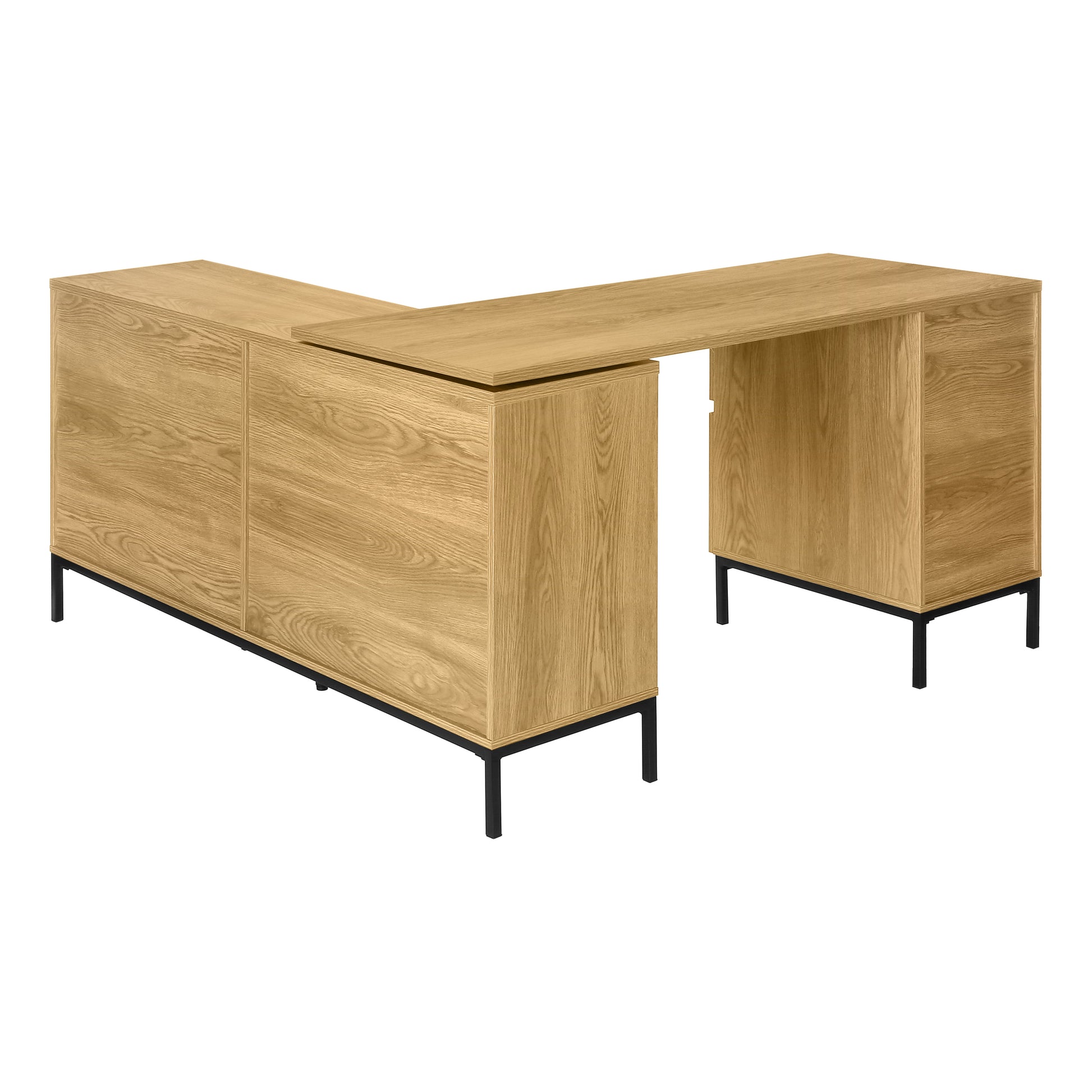 Computer Desk L-Shaped 60" Rustic Brown w/ Shelves-Computer Desk-DECOROLALA