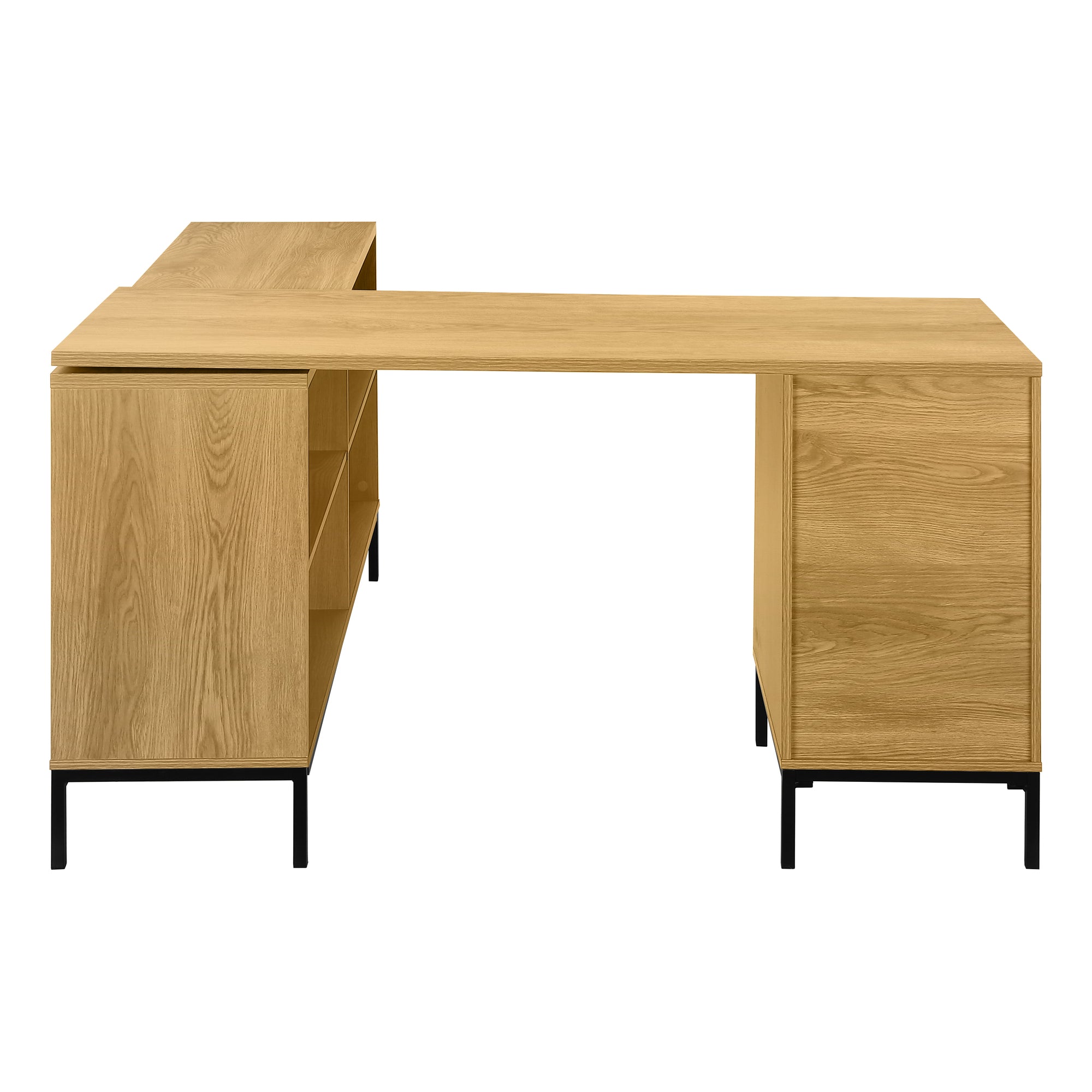 Computer Desk L-Shaped 60" Rustic Brown w/ Shelves-Computer Desk-DECOROLALA
