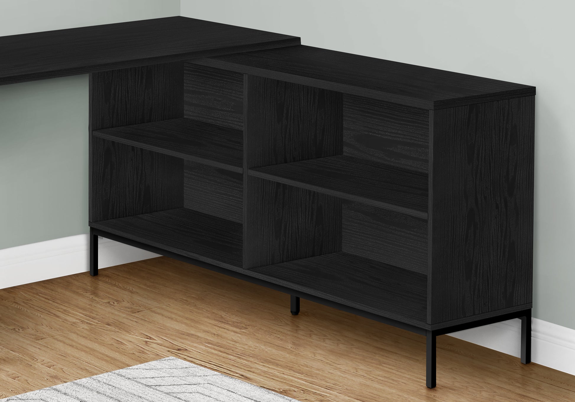 Computer Desk L-Shaped 60" Rustic Brown w/ Shelves-Computer Desk-DECOROLALA