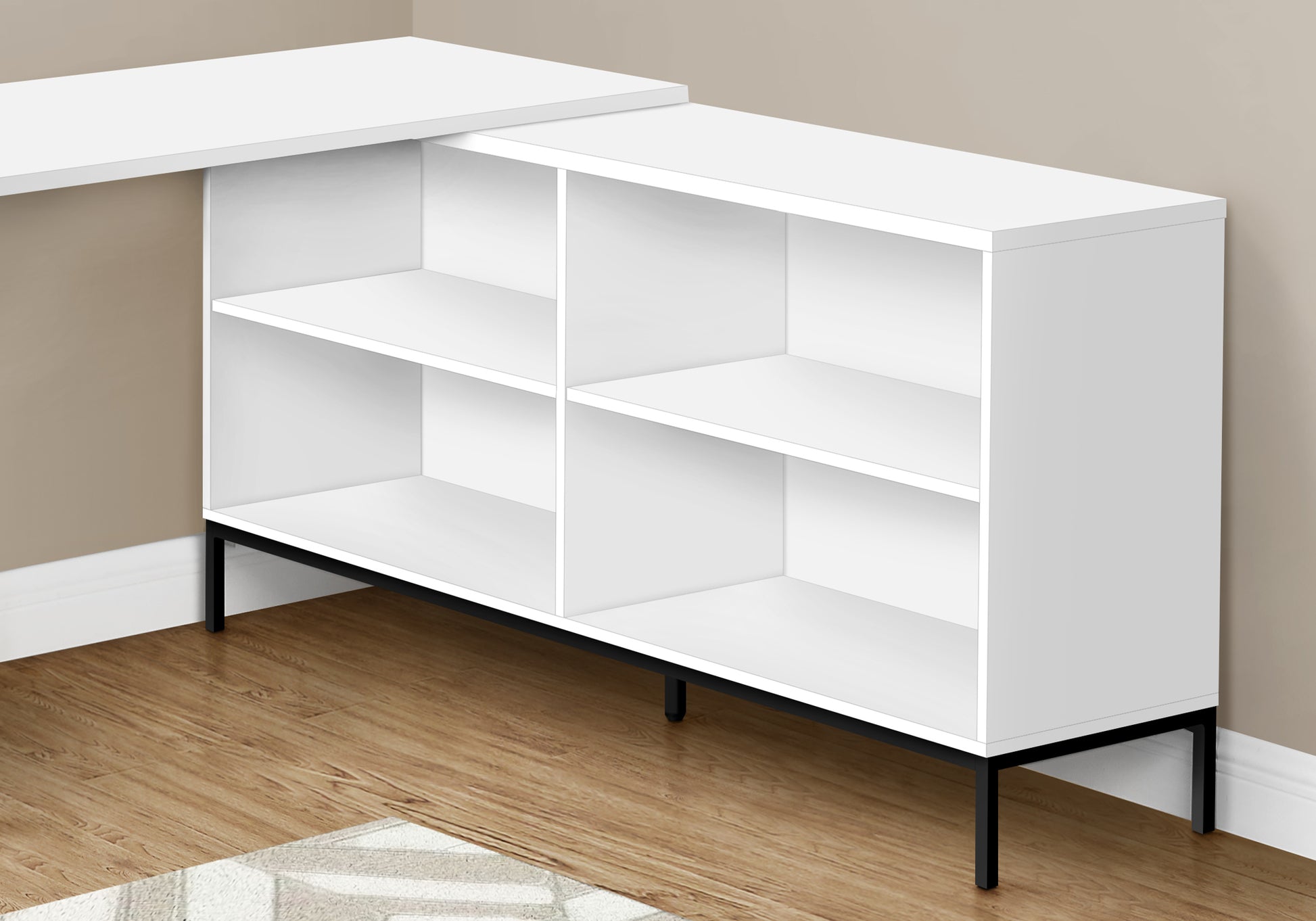 Computer Desk L-Shaped 60" Rustic Brown w/ Shelves-Computer Desk-DECOROLALA