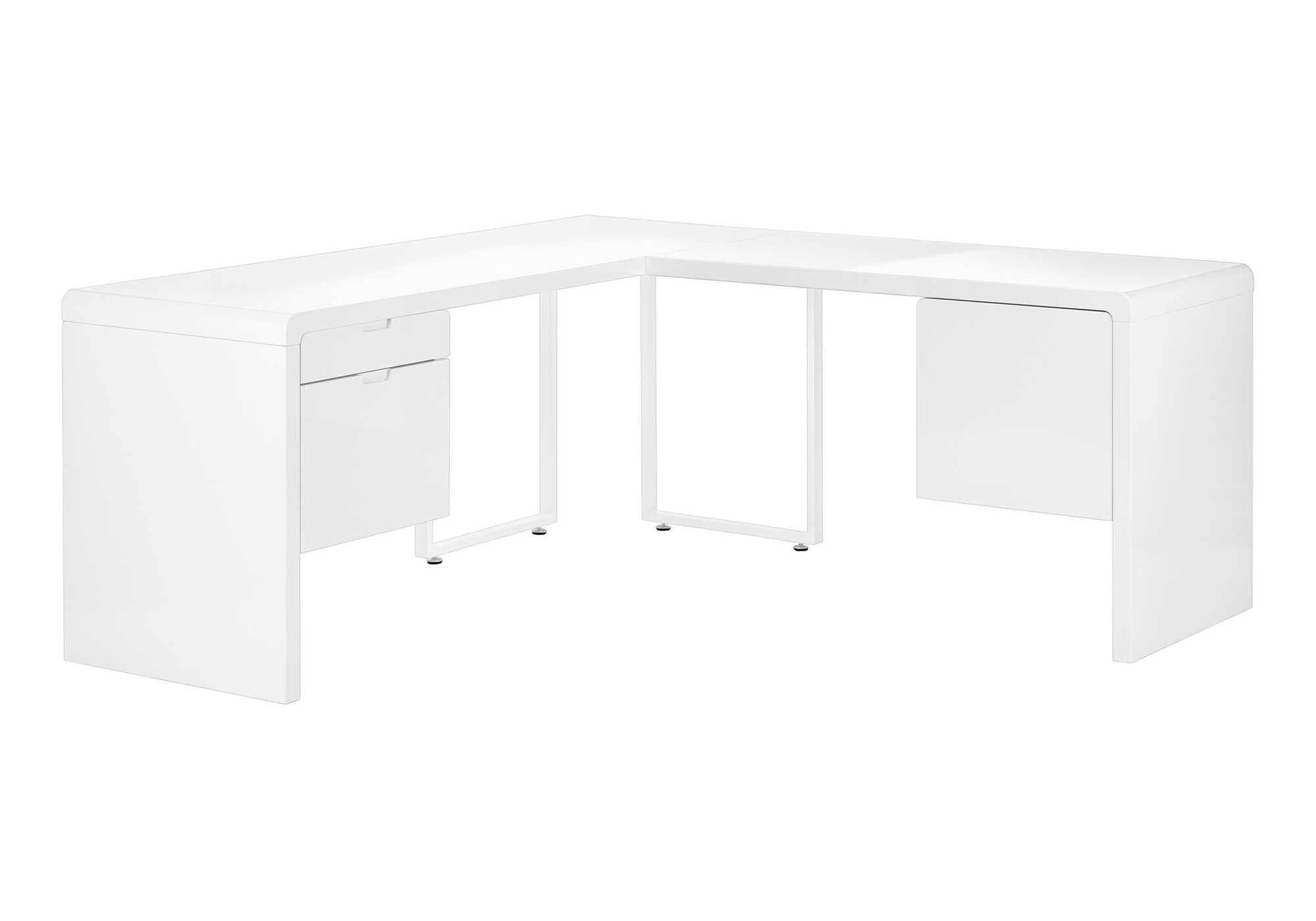 Computer Desk L-Shaped 72" White Glossy-Computer Desk-DECOROLALA