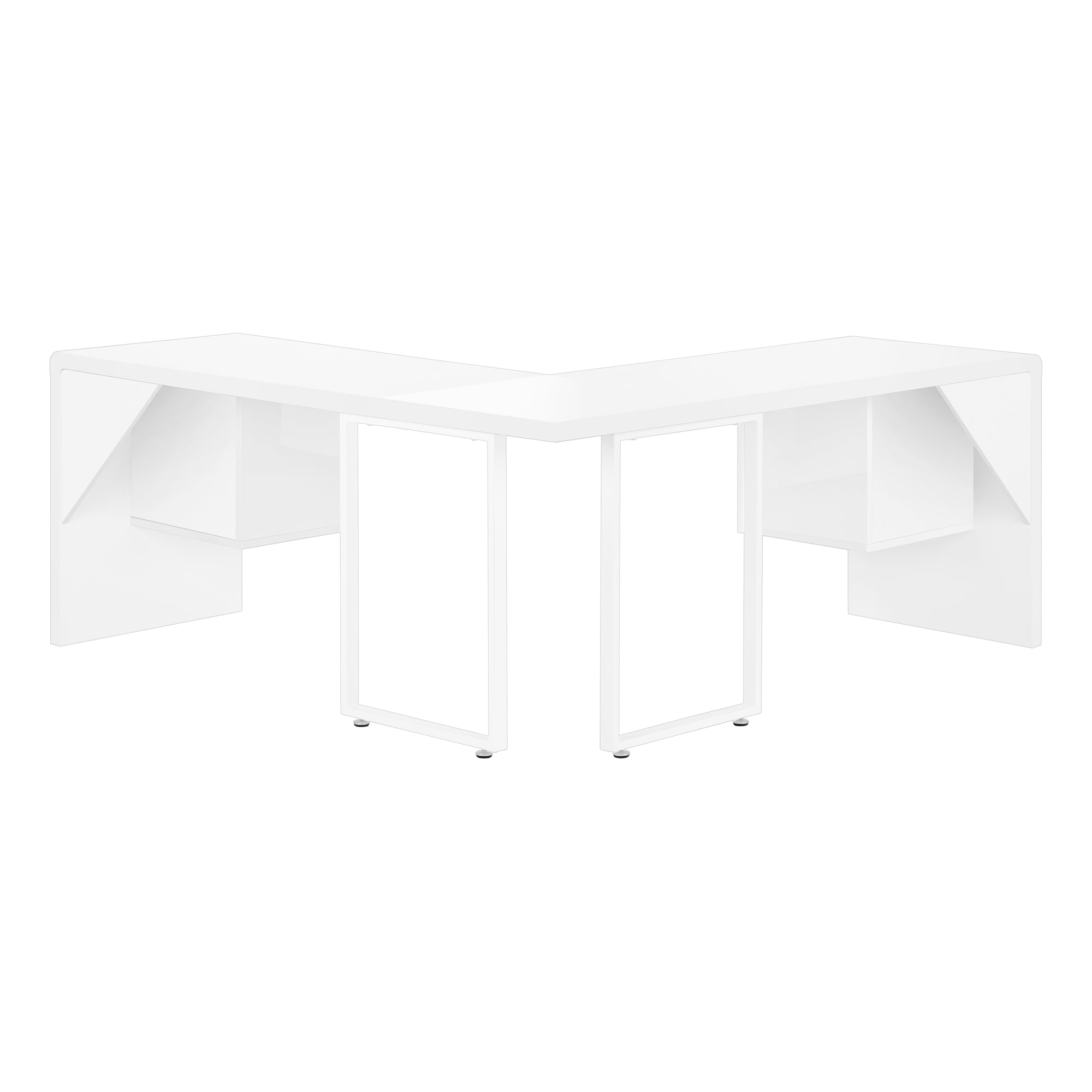 Computer Desk L-Shaped 72" White Glossy-Computer Desk-DECOROLALA
