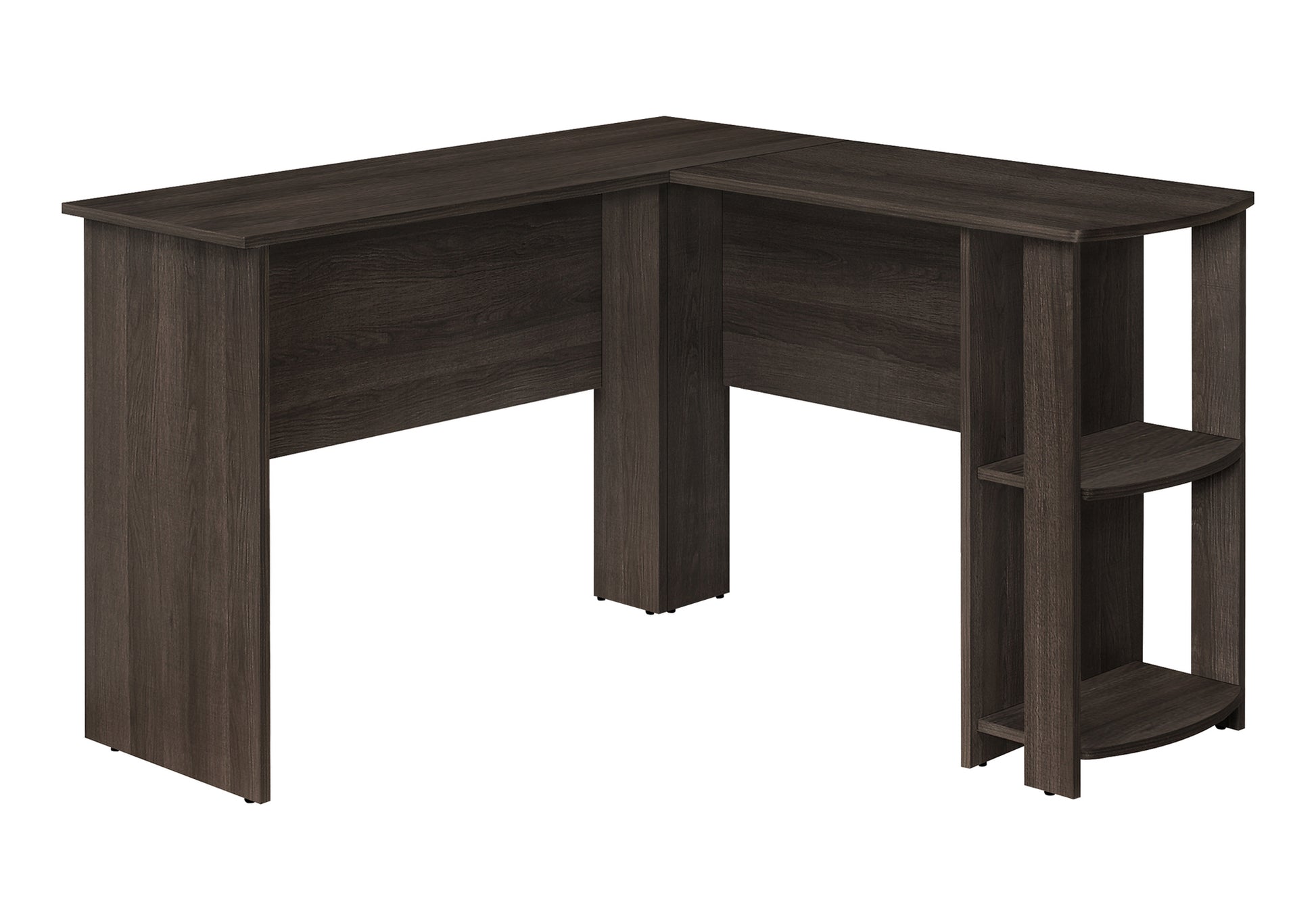 Computer Desk L-Shaped Grey 2-Shelf Storage-Computer Desk-DECOROLALA