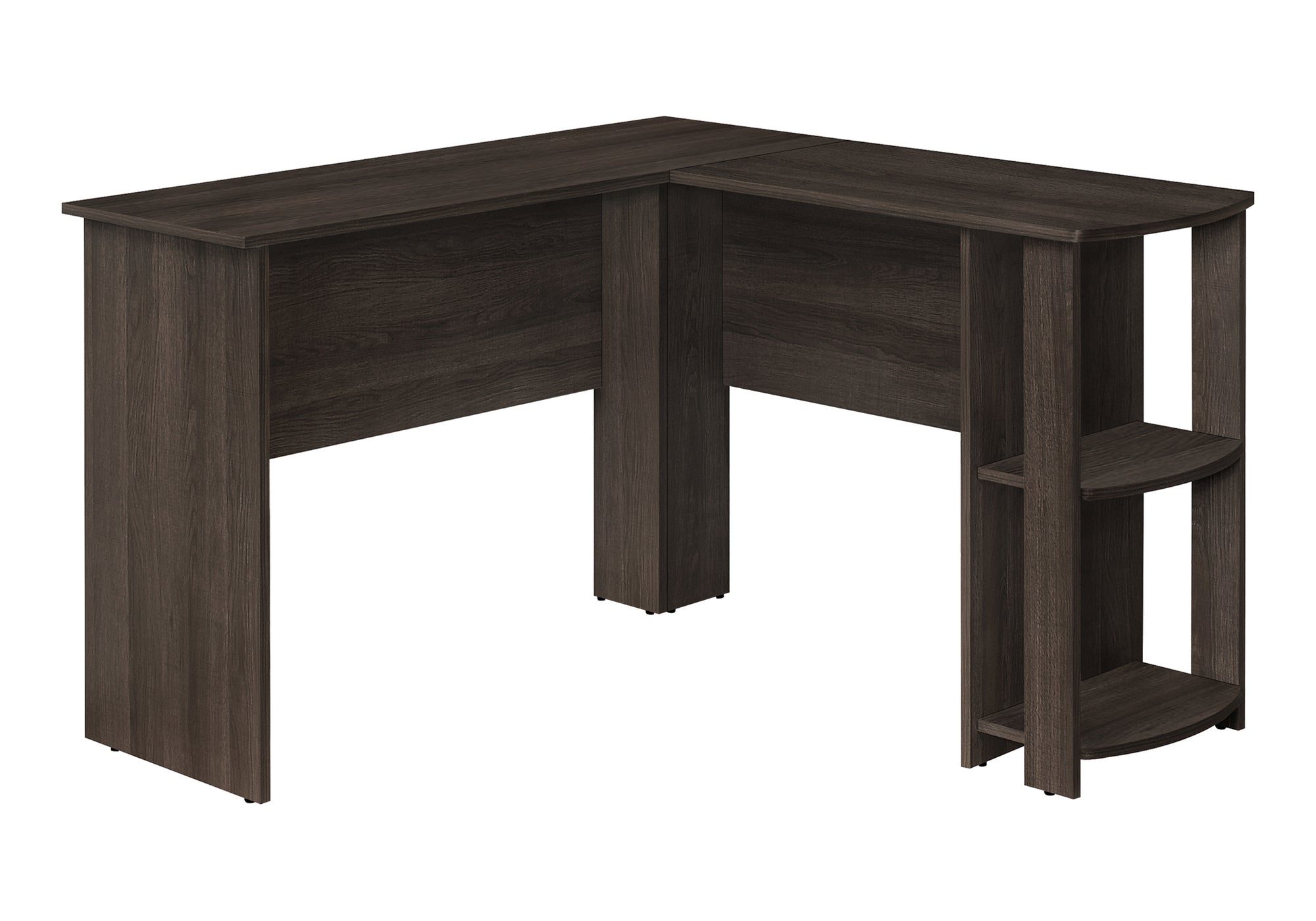 Computer Desk L-Shaped Grey 2-Shelf Storage-Computer Desk-DECOROLALA