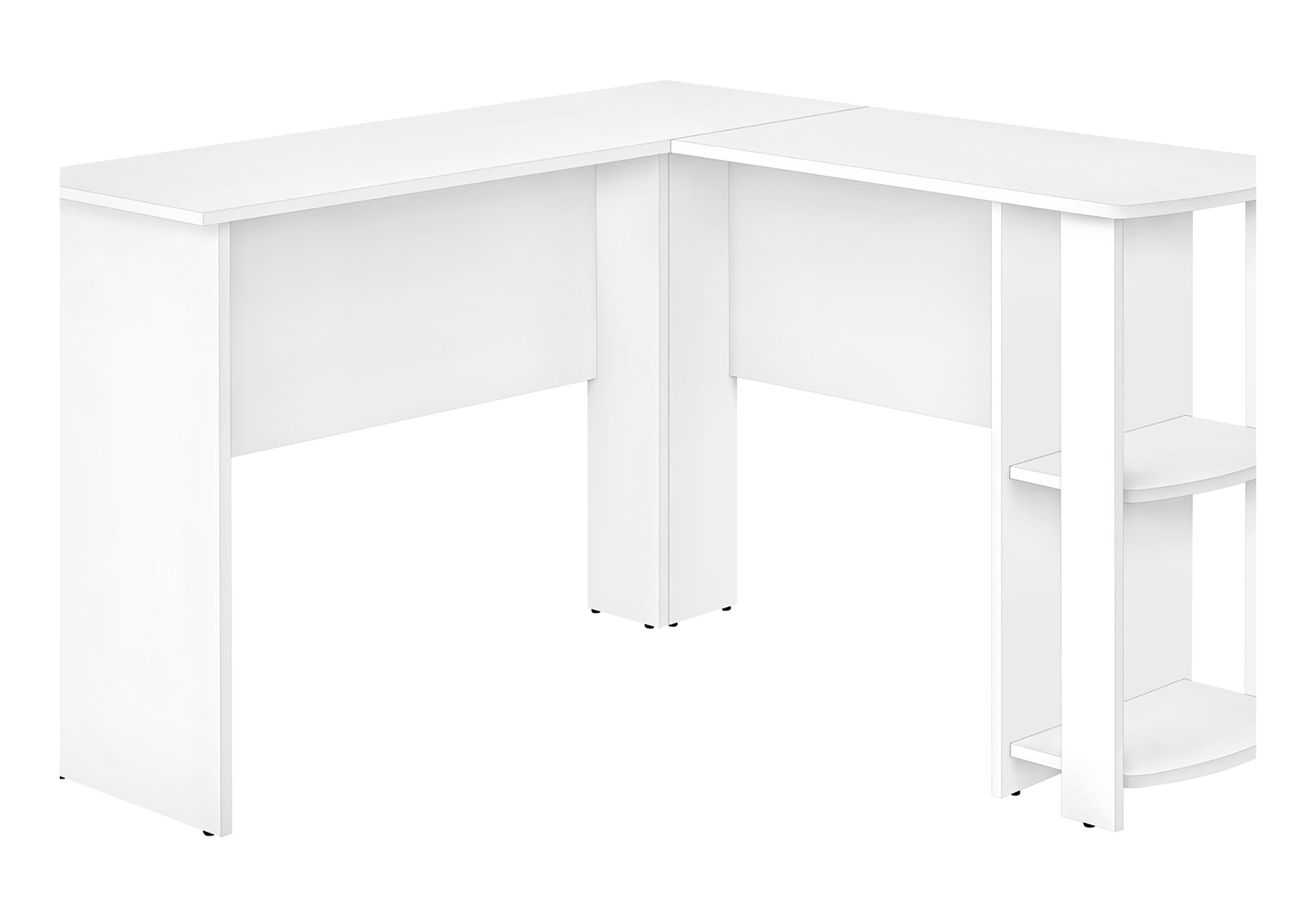 Computer Desk L-Shaped Grey 2-Shelf Storage-Computer Desk-DECOROLALA
