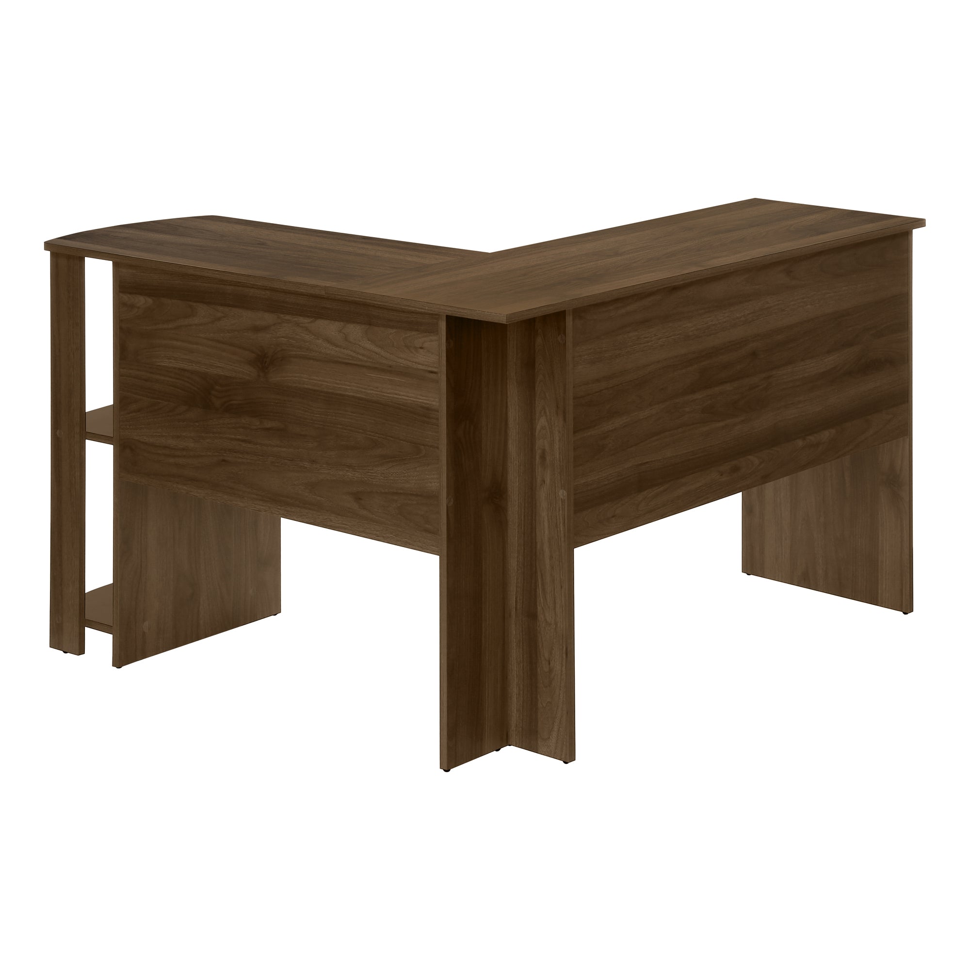 Computer Desk L-Shaped Grey 2-Shelf Storage-Computer Desk-DECOROLALA
