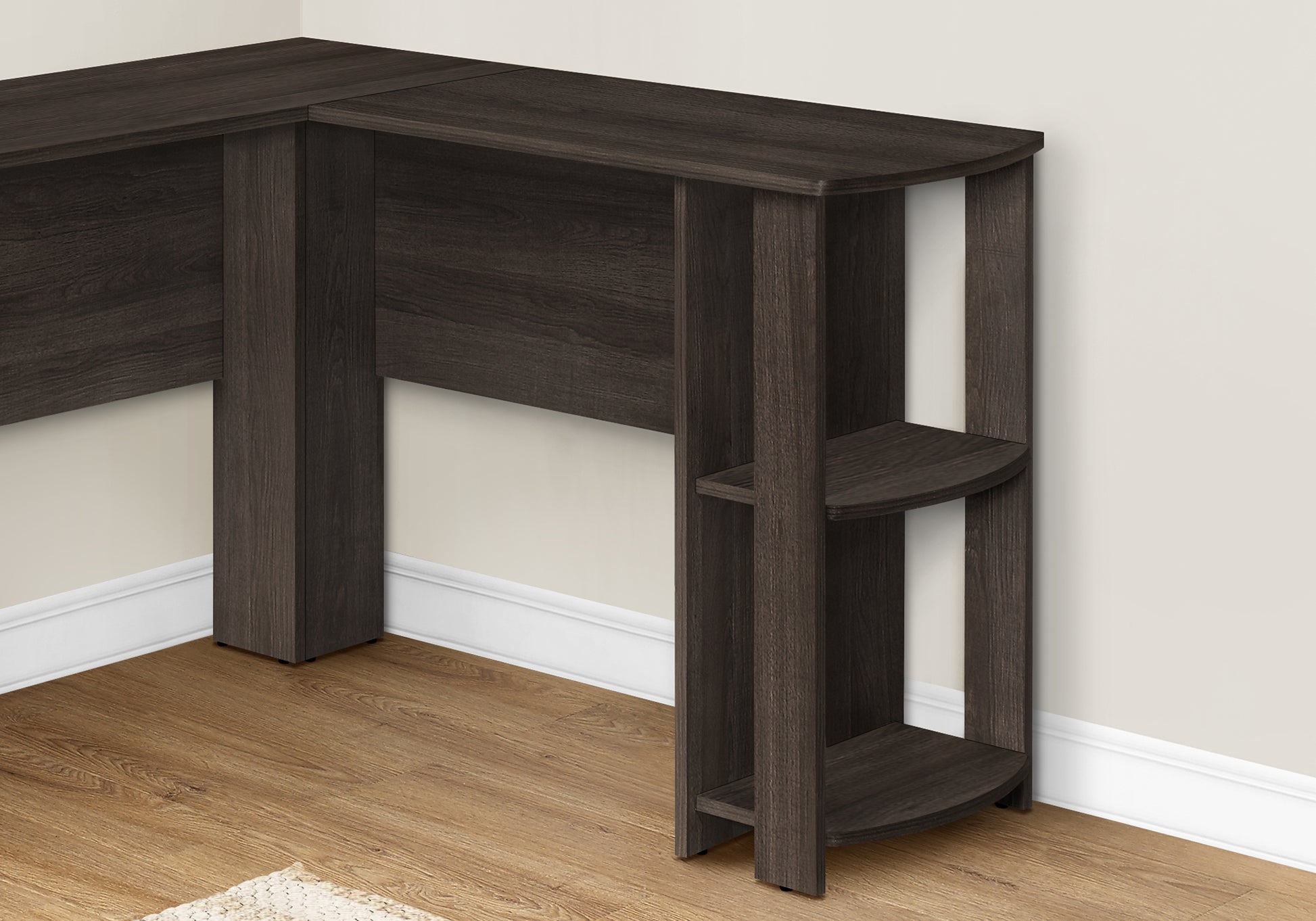 Computer Desk L-Shaped Grey 2-Shelf Storage-Computer Desk-DECOROLALA