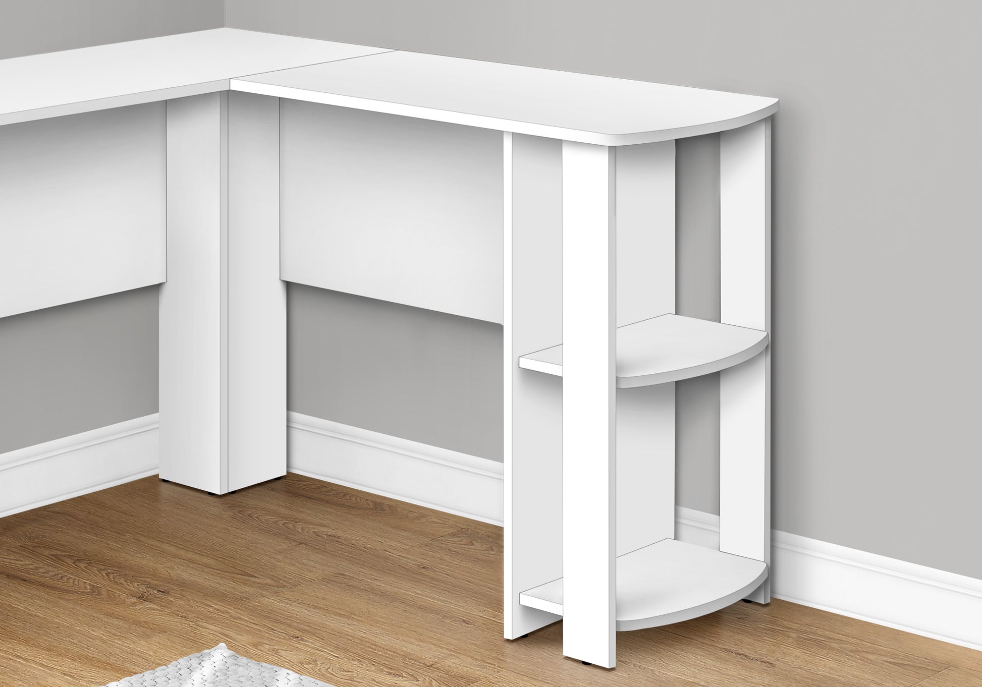 Computer Desk L-Shaped Grey 2-Shelf Storage-Computer Desk-DECOROLALA