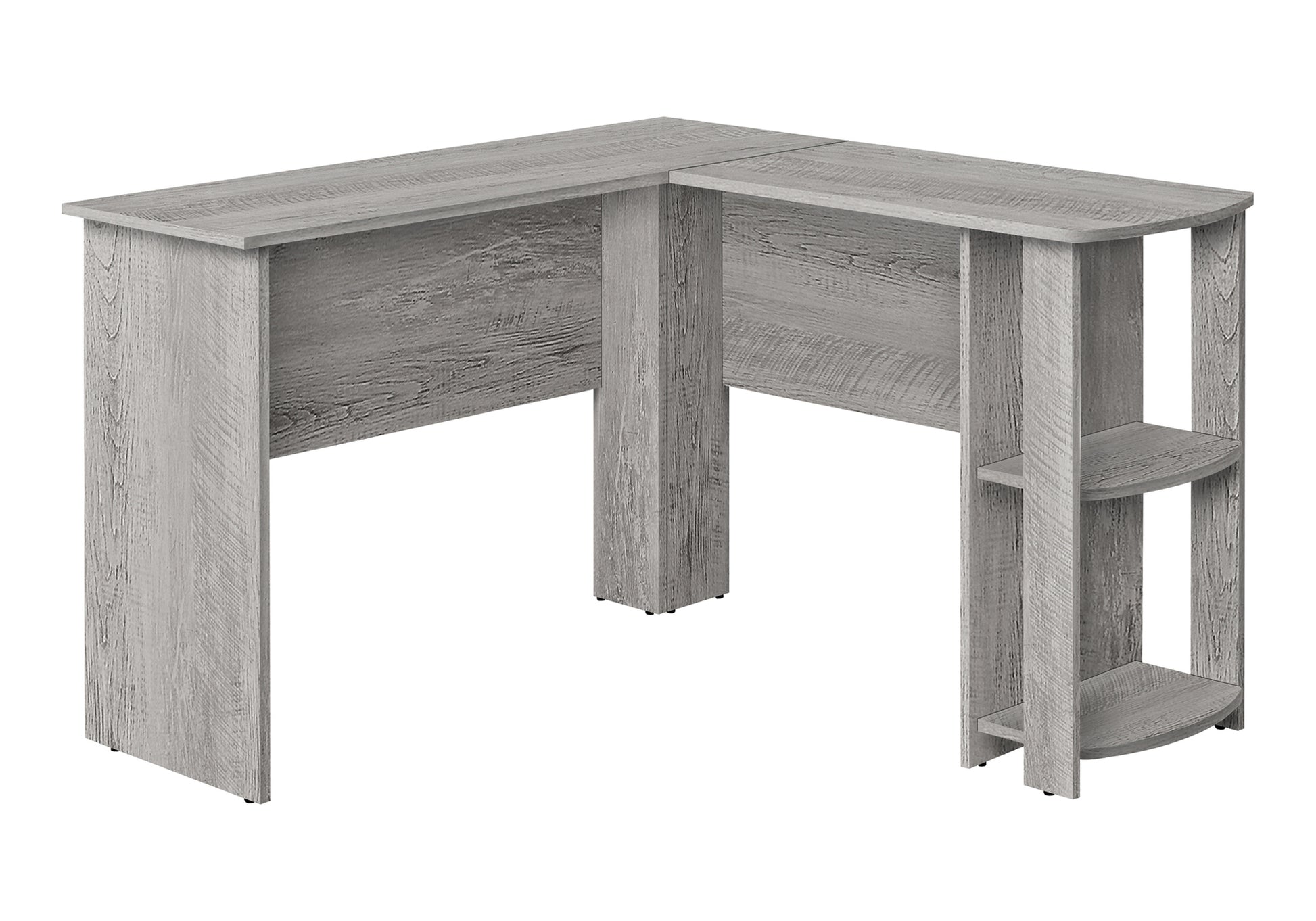 Computer Desk L-Shaped Grey 2-Shelf Storage-Computer Desk-DECOROLALA