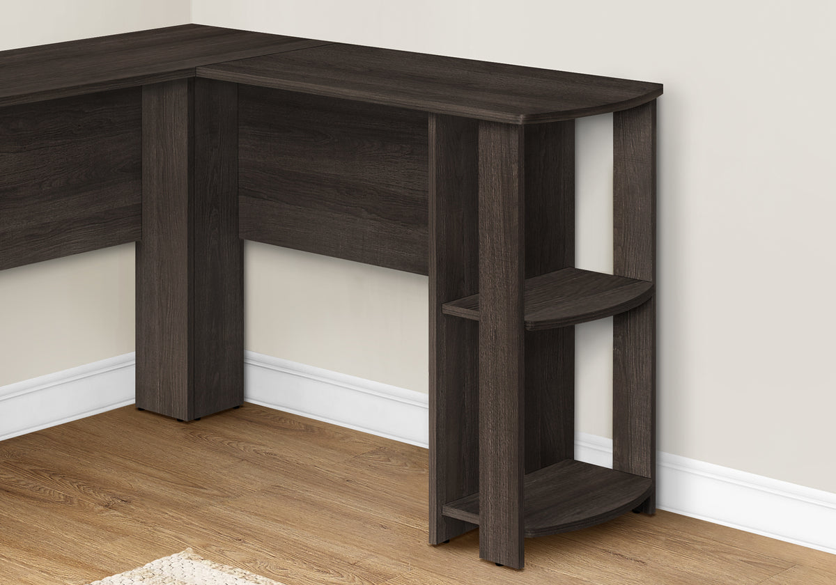 Computer Desk L-Shaped Grey 2-Shelf Storage-Computer Desks-DECOROLALA