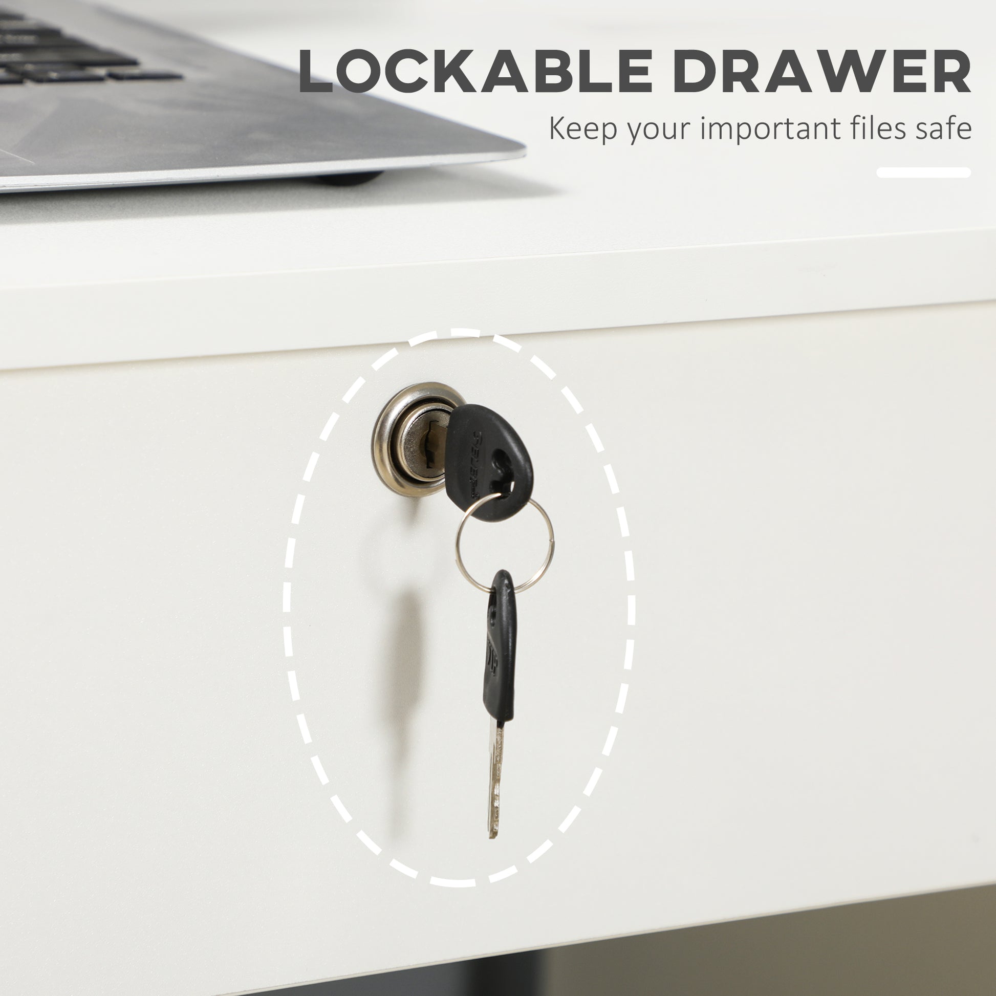 Computer Desk White 43.3" 5 Drawer Storage-DECOROLALA