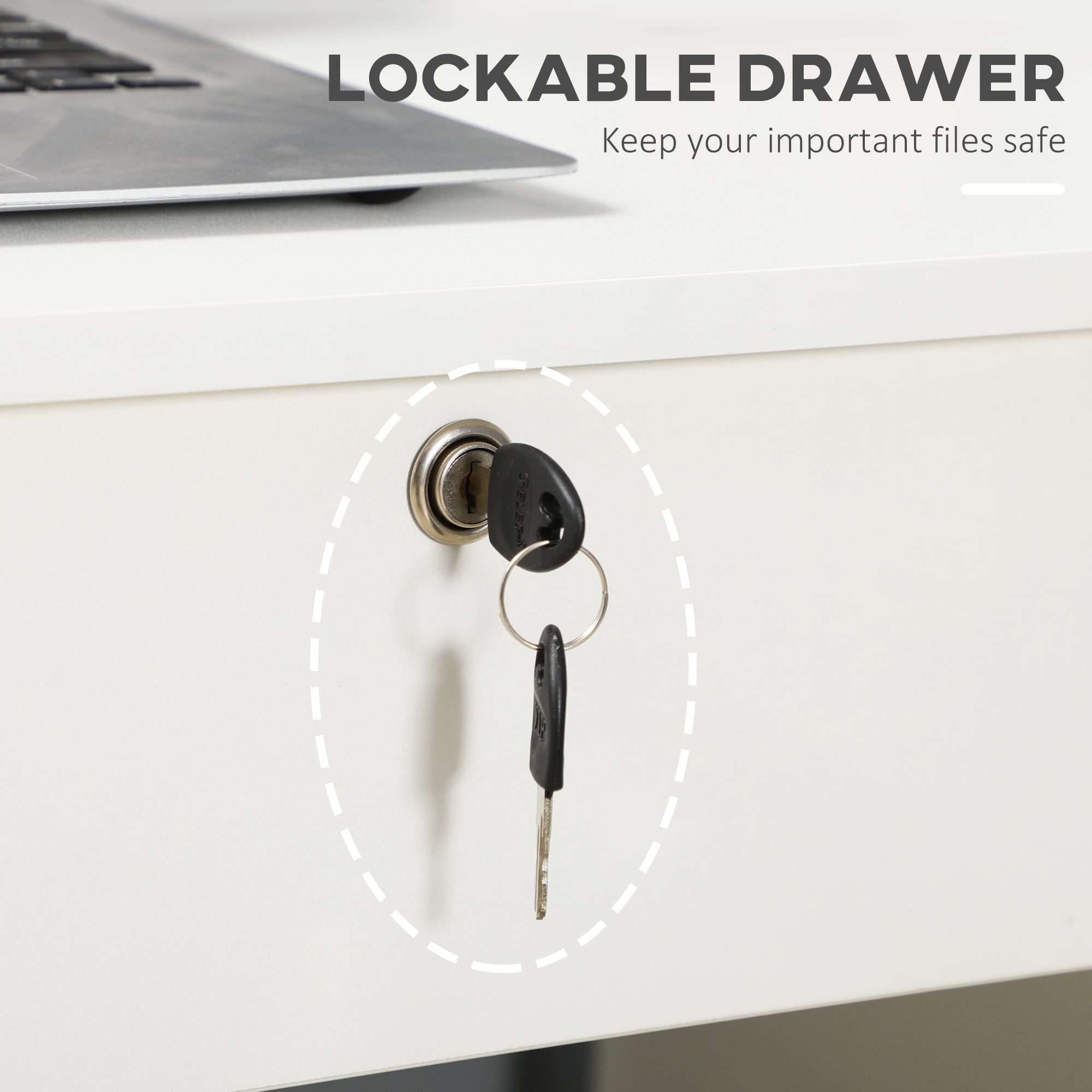 Computer Desk White 43.3" 5 Drawer Storage-DECOROLALA