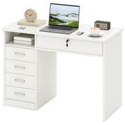 Computer Desk White 43.3" 5 Drawer Storage-DECOROLALA
