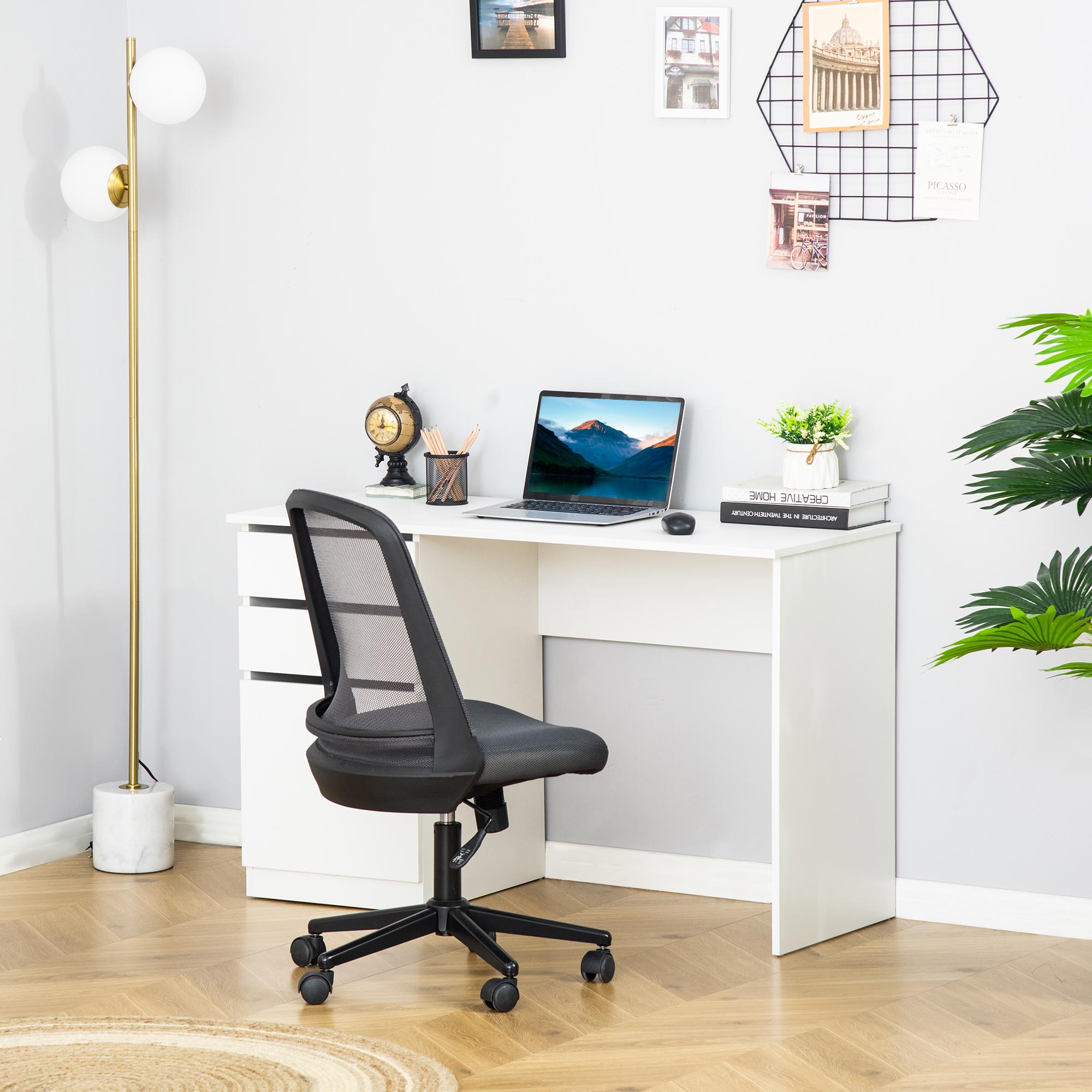 Computer Desk - White 47.25"W Modern Office-DECOROLALA
