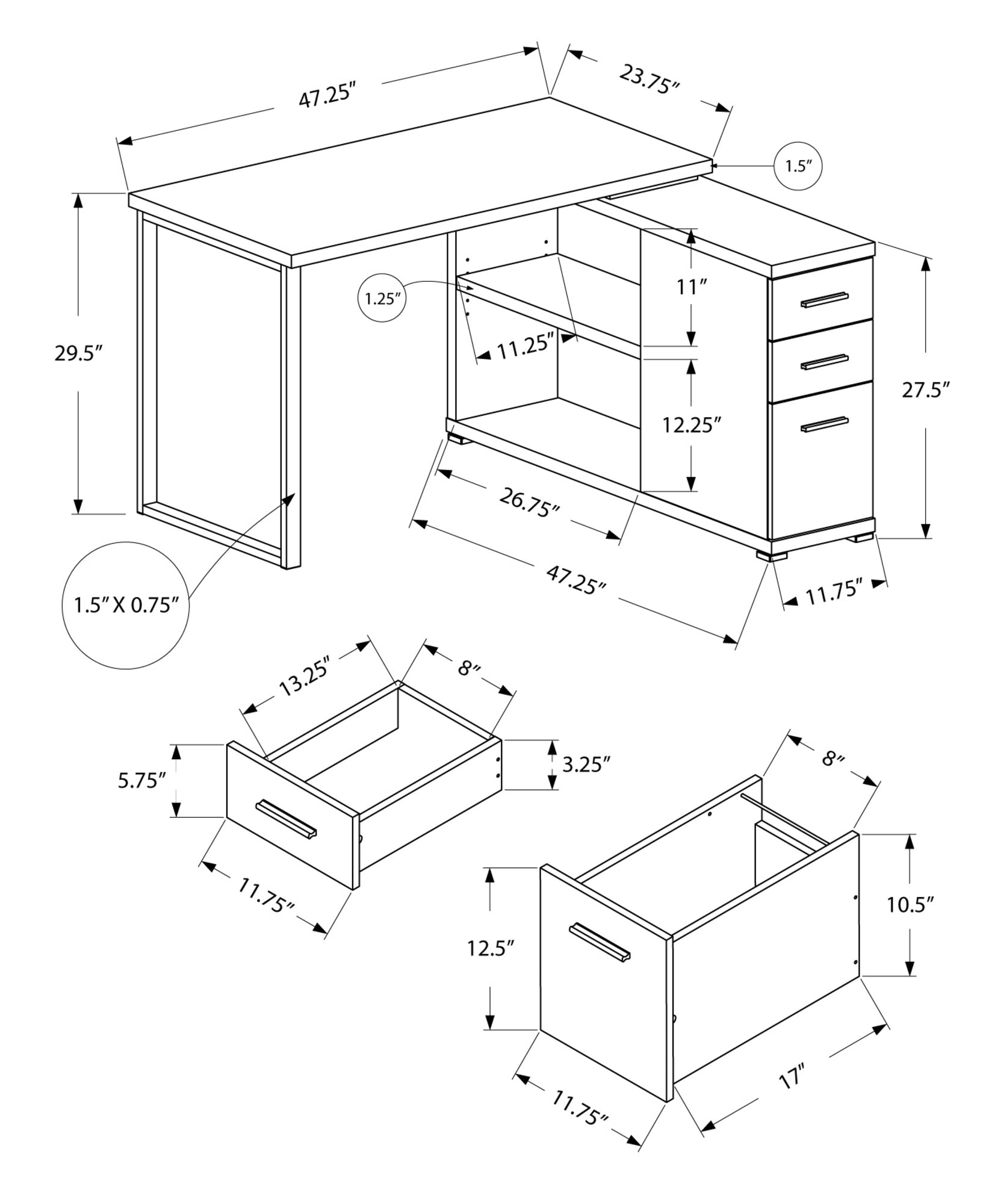 Computer Desk - White Left Or Right Facing Corner-Bookshelf-DECOROLALA