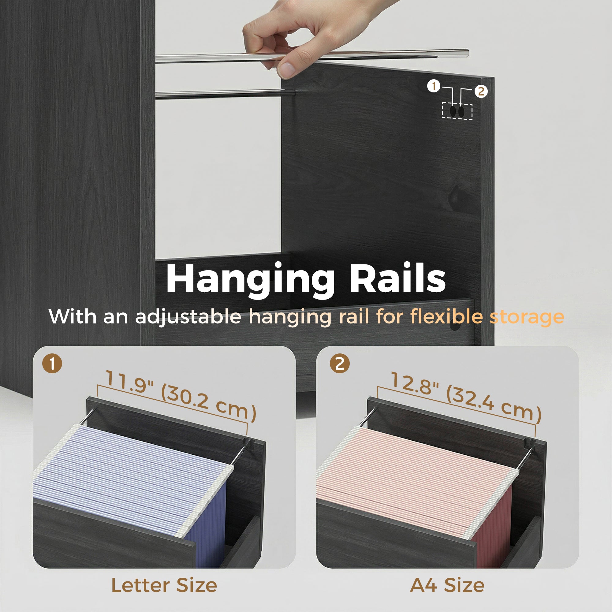 Computer Desk with 3 Drawers, 47" Home Office Desk with Adjustable Hanging Rails for Letter A4 Files, Black-Office Products > Office Furniture > Office Desks & Work Stations > Computer Desks-DECOROLALA