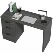Computer Desk with 3 Drawers, 47" Home Office Desk with Adjustable Hanging Rails for Letter A4 Files, Black-Office Products > Office Furniture > Office Desks & Work Stations > Computer Desks-DECOROLALA