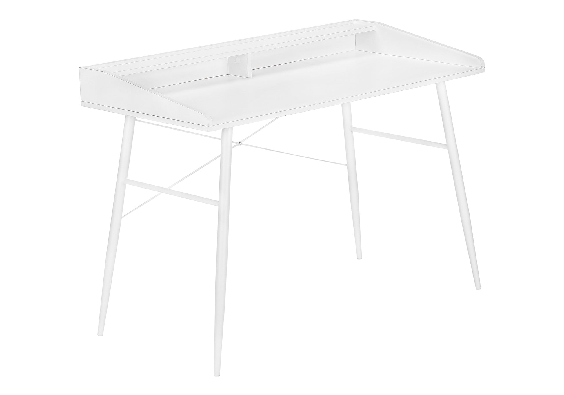 Computer Desk with Hutch 48" Natural Wood White Metal-Computer Desk-DECOROLALA