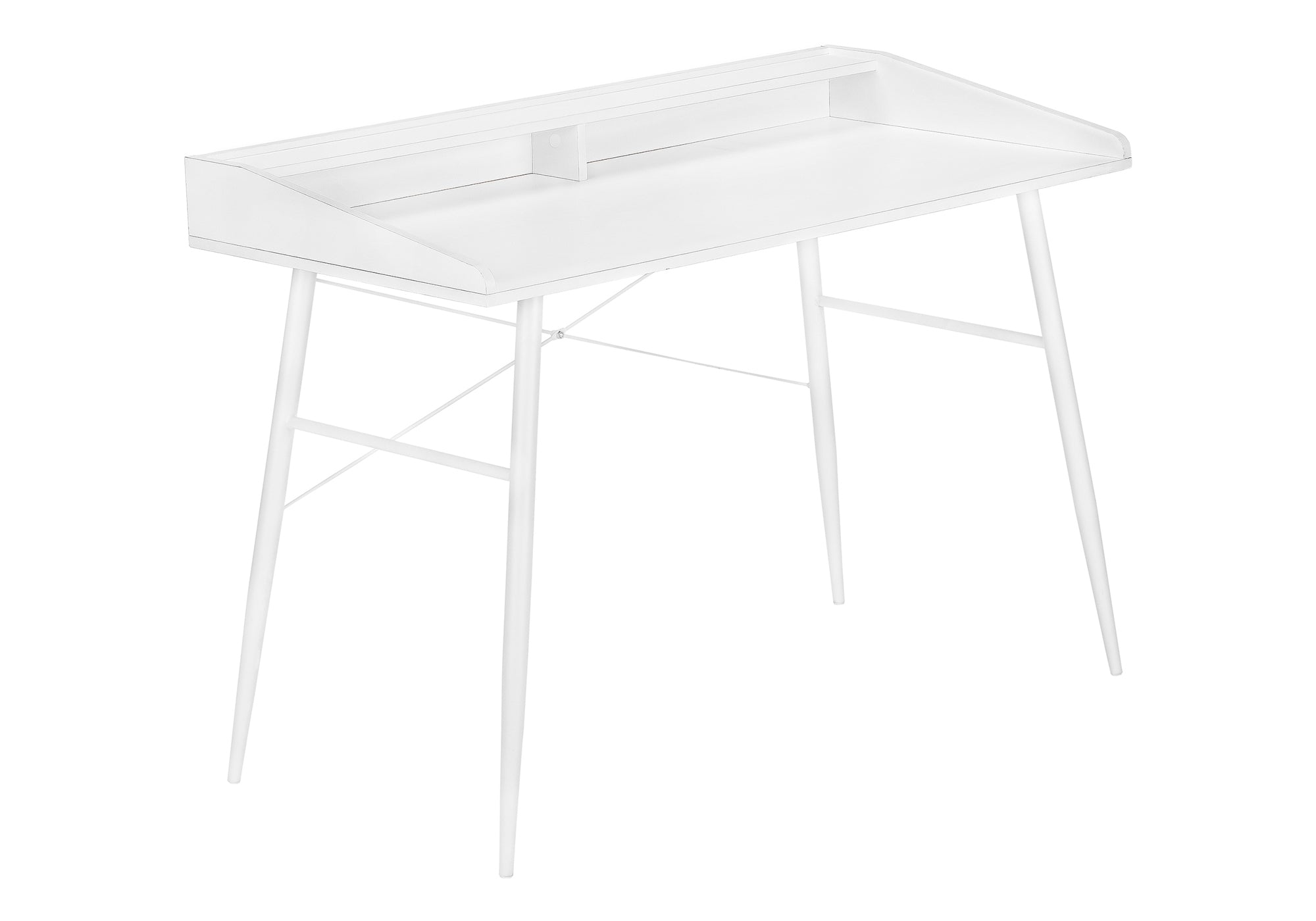 Computer Desk with Hutch 48" Natural Wood White Metal-Computer Desk-DECOROLALA