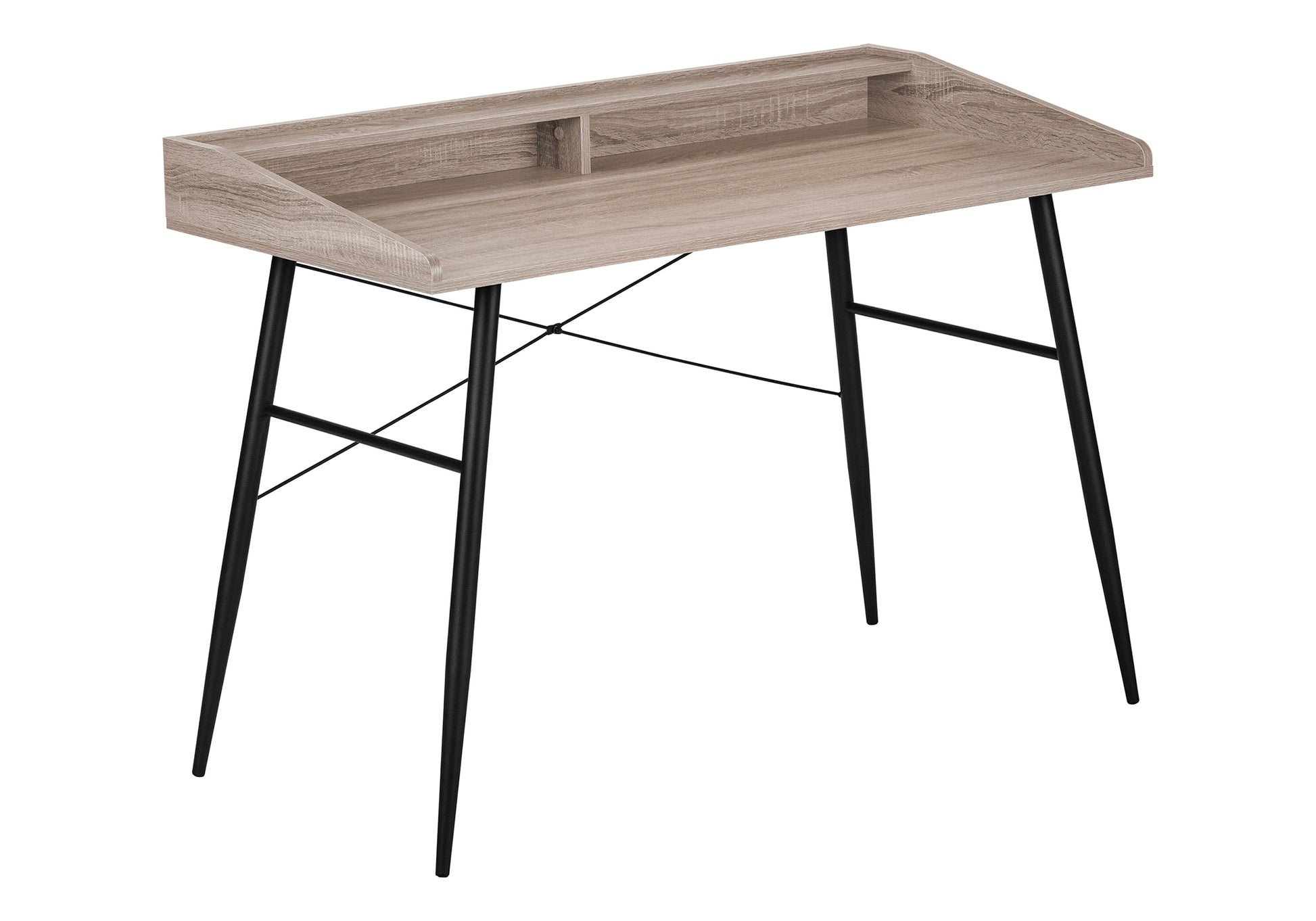 Computer Desk with Hutch 48" Natural Wood White Metal-Computer Desk-DECOROLALA