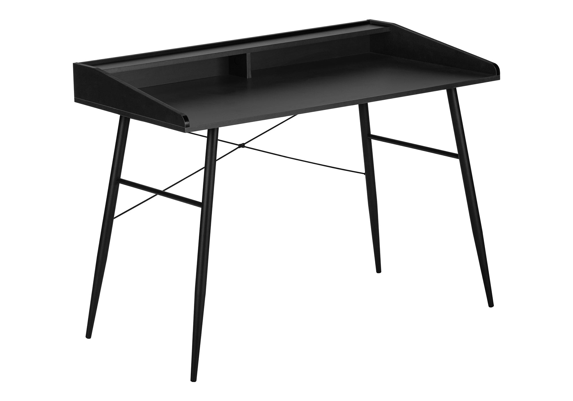 Computer Desk with Hutch 48" Natural Wood White Metal-Computer Desk-DECOROLALA