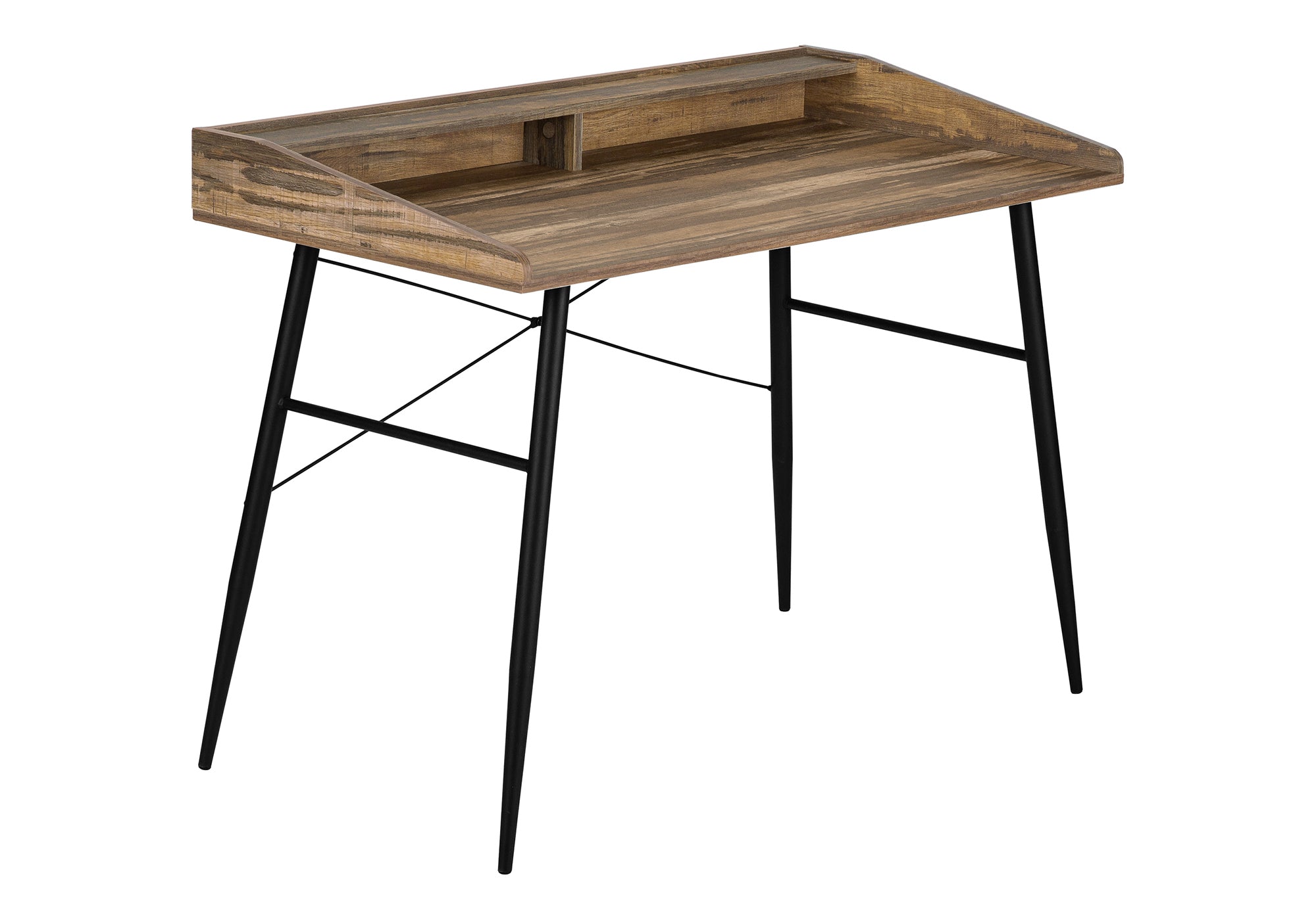 Computer Desk with Hutch 48" Natural Wood White Metal-Computer Desk-DECOROLALA