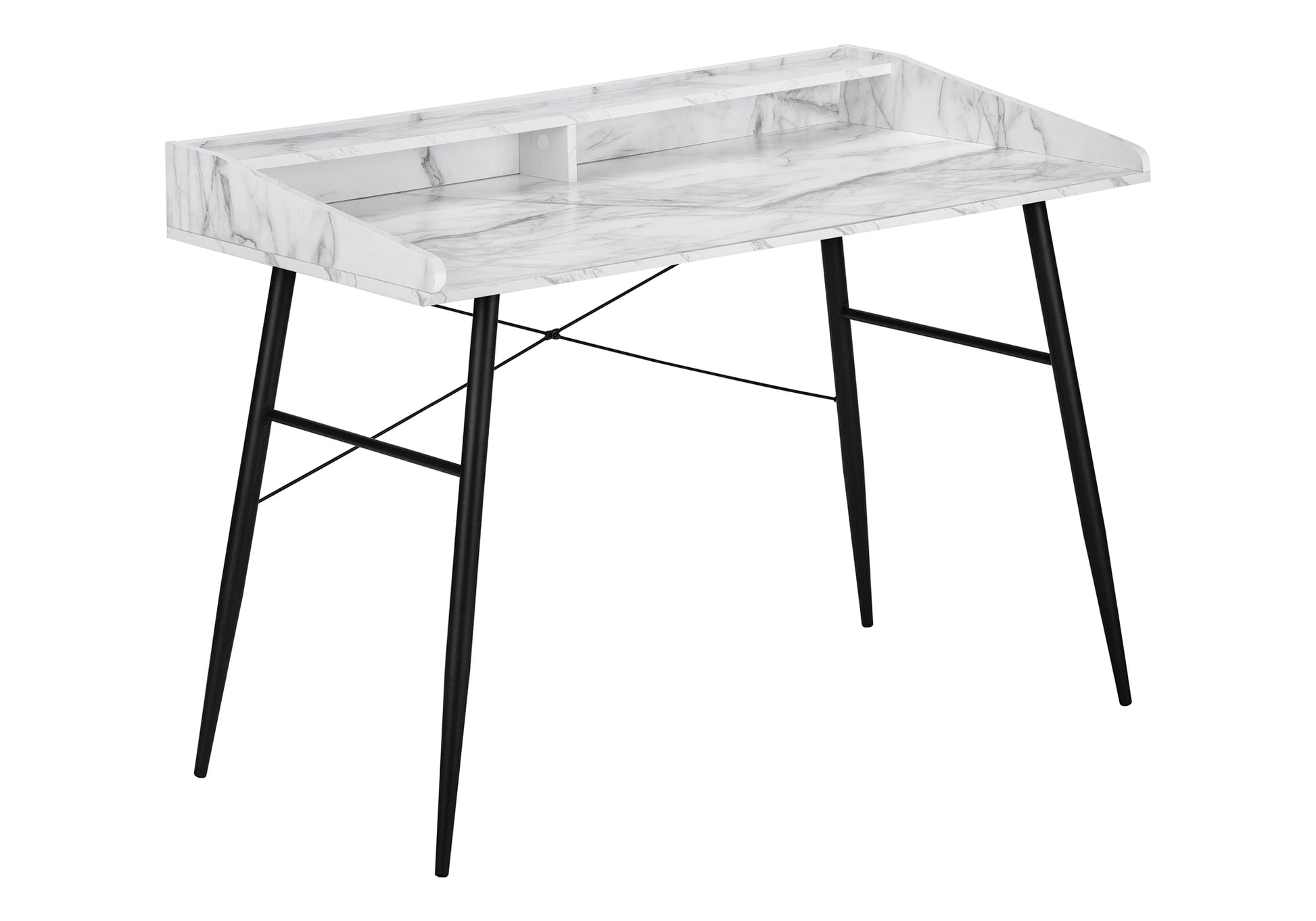 Computer Desk with Hutch 48" Natural Wood White Metal-Computer Desk-DECOROLALA
