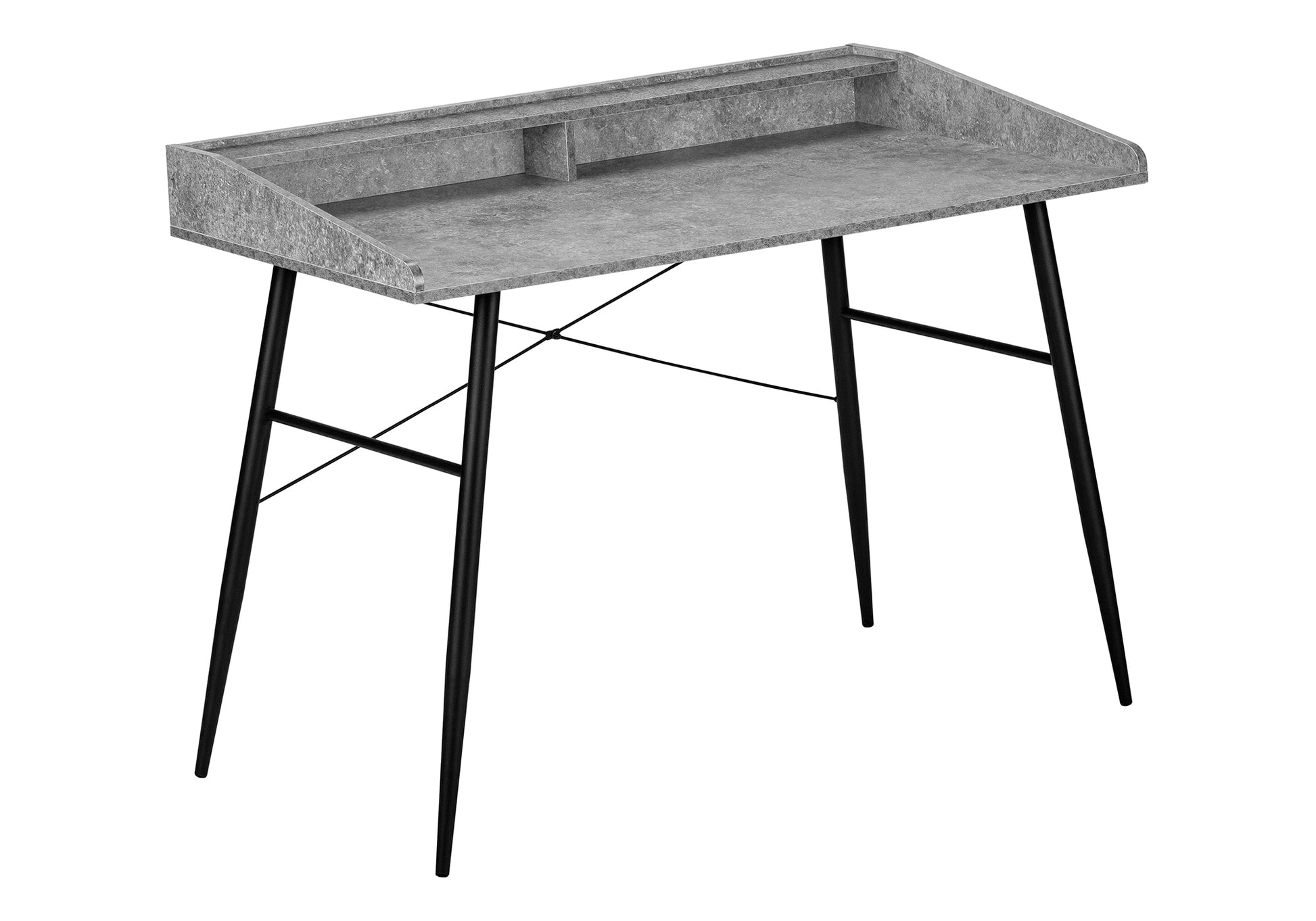 Computer Desk with Hutch 48" Natural Wood White Metal-Computer Desk-DECOROLALA