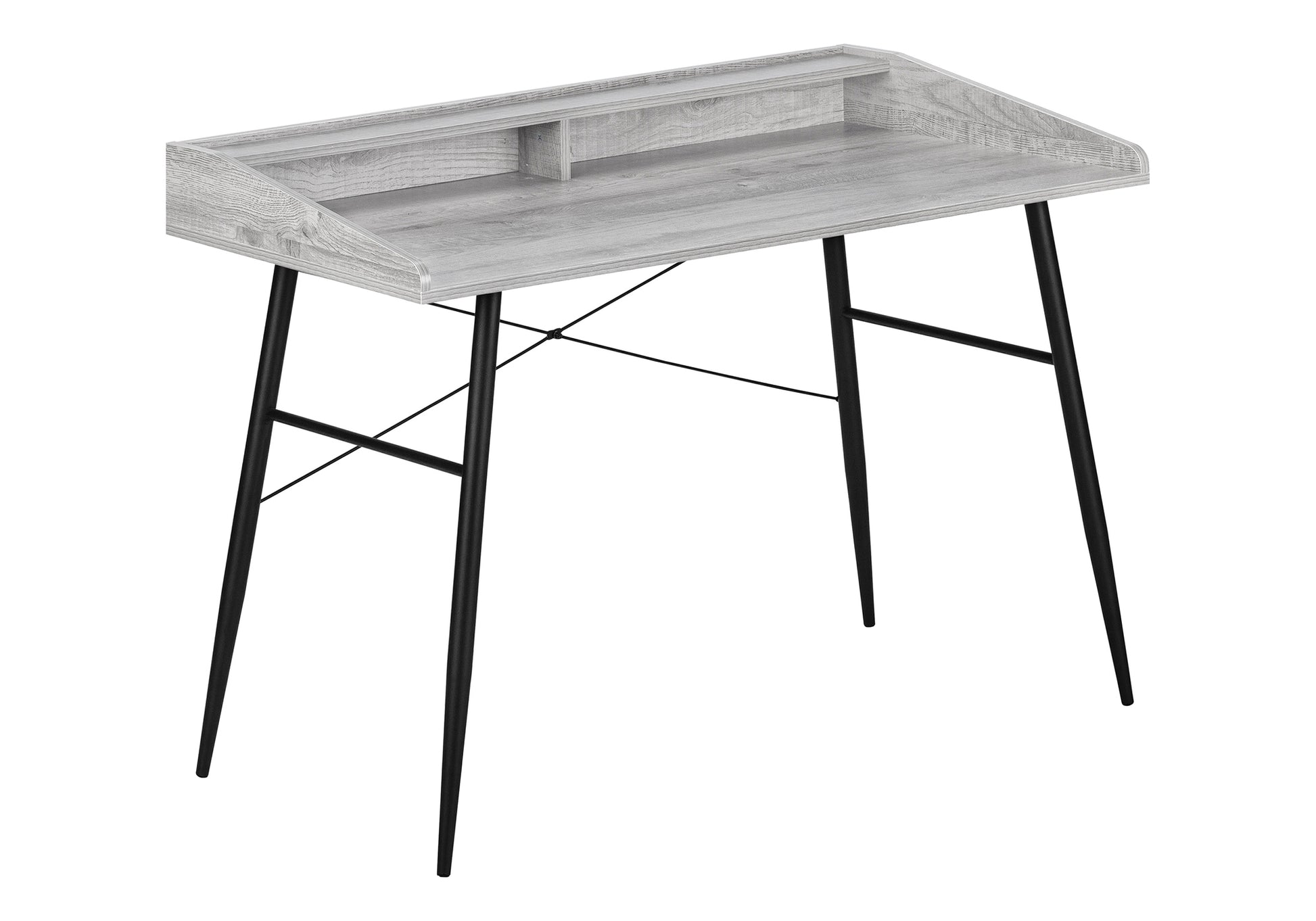 Computer Desk with Hutch 48" Natural Wood White Metal-Computer Desk-DECOROLALA