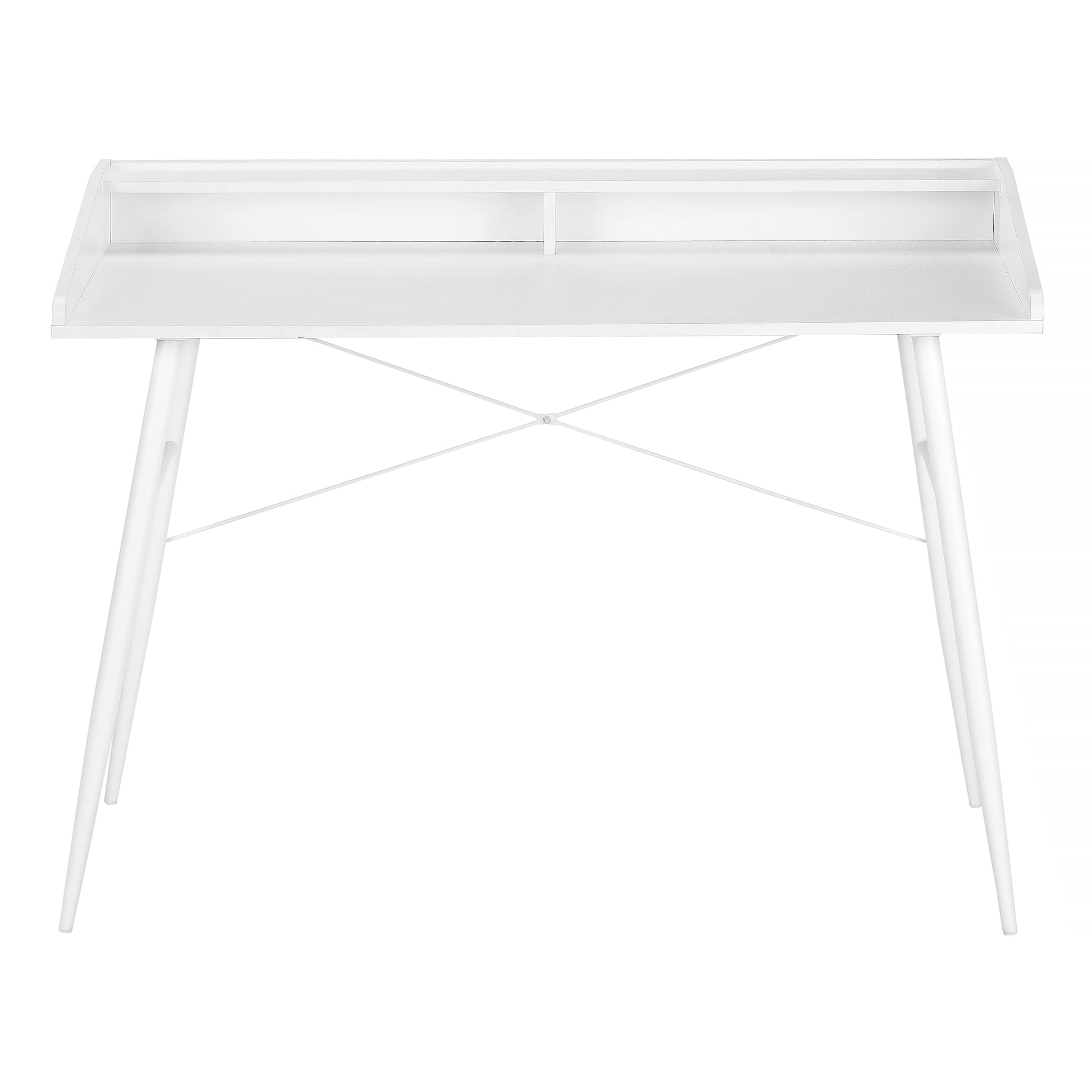 Computer Desk with Hutch 48" Natural Wood White Metal-Computer Desk-DECOROLALA