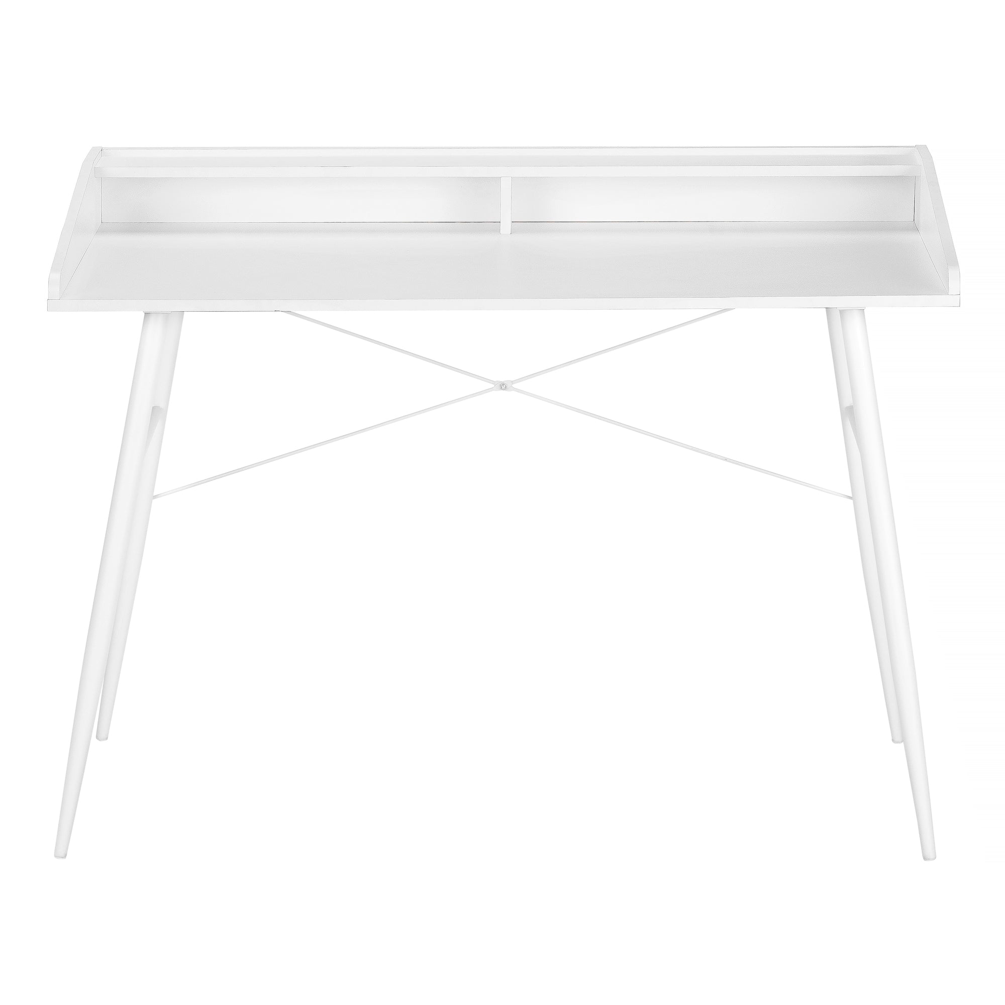 Computer Desk with Hutch 48" Natural Wood White Metal-Computer Desk-DECOROLALA