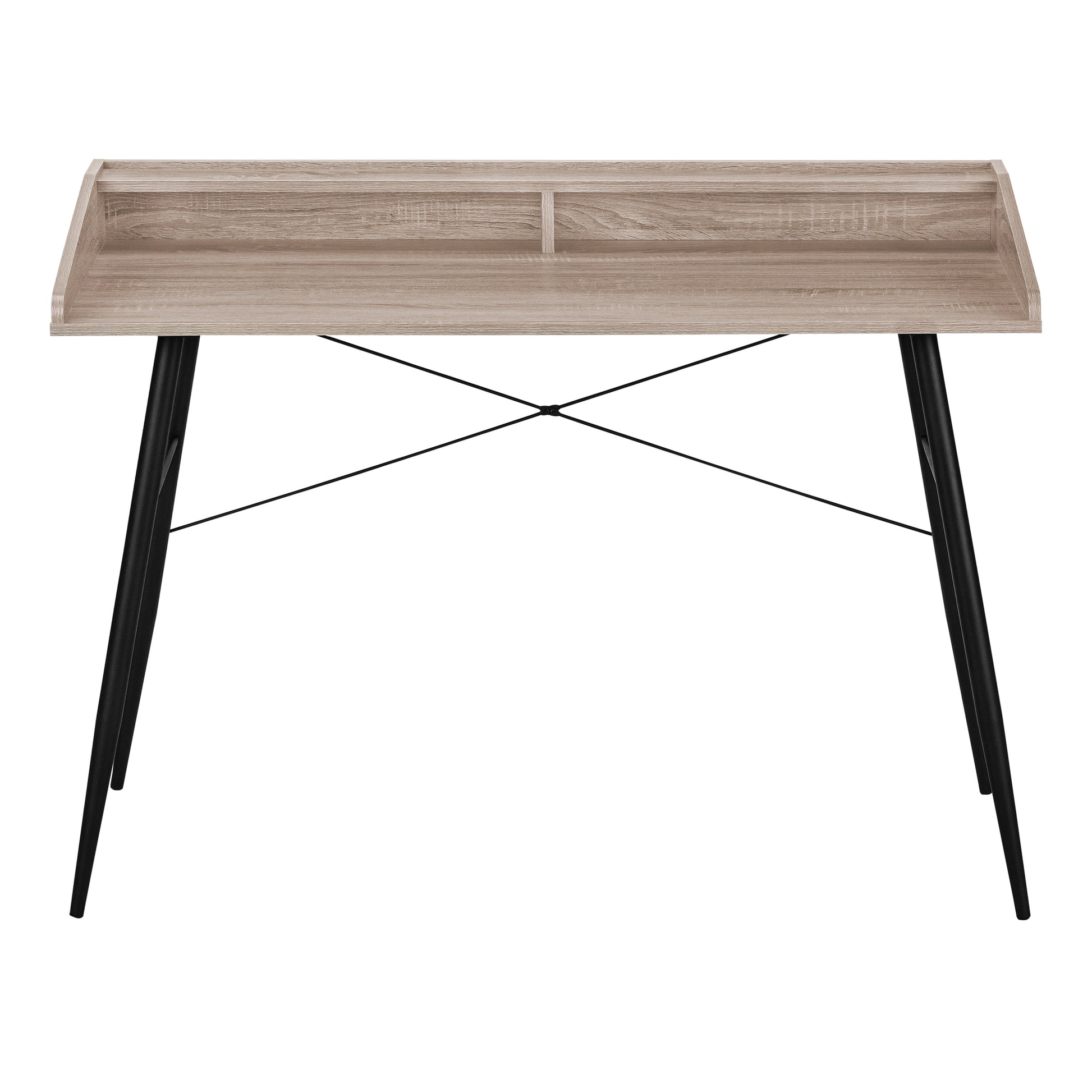 Computer Desk with Hutch 48" Natural Wood White Metal-Computer Desk-DECOROLALA