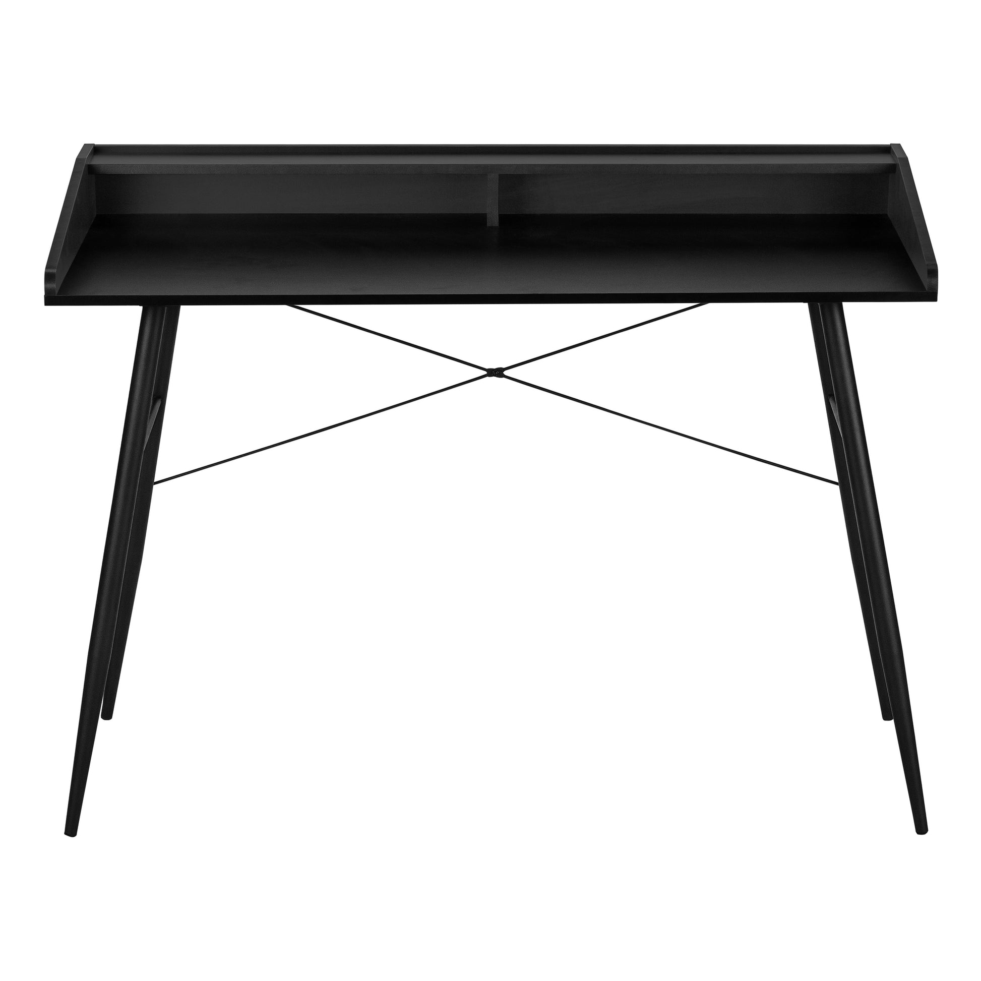 Computer Desk with Hutch 48" Natural Wood White Metal-Computer Desk-DECOROLALA