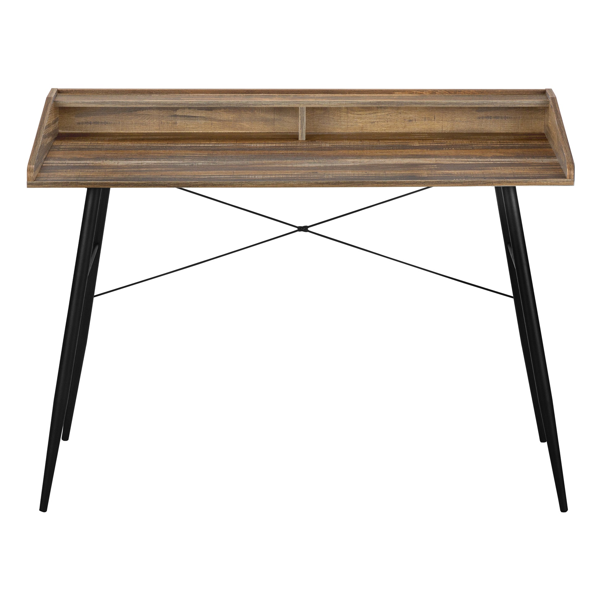 Computer Desk with Hutch 48" Natural Wood White Metal-Computer Desk-DECOROLALA