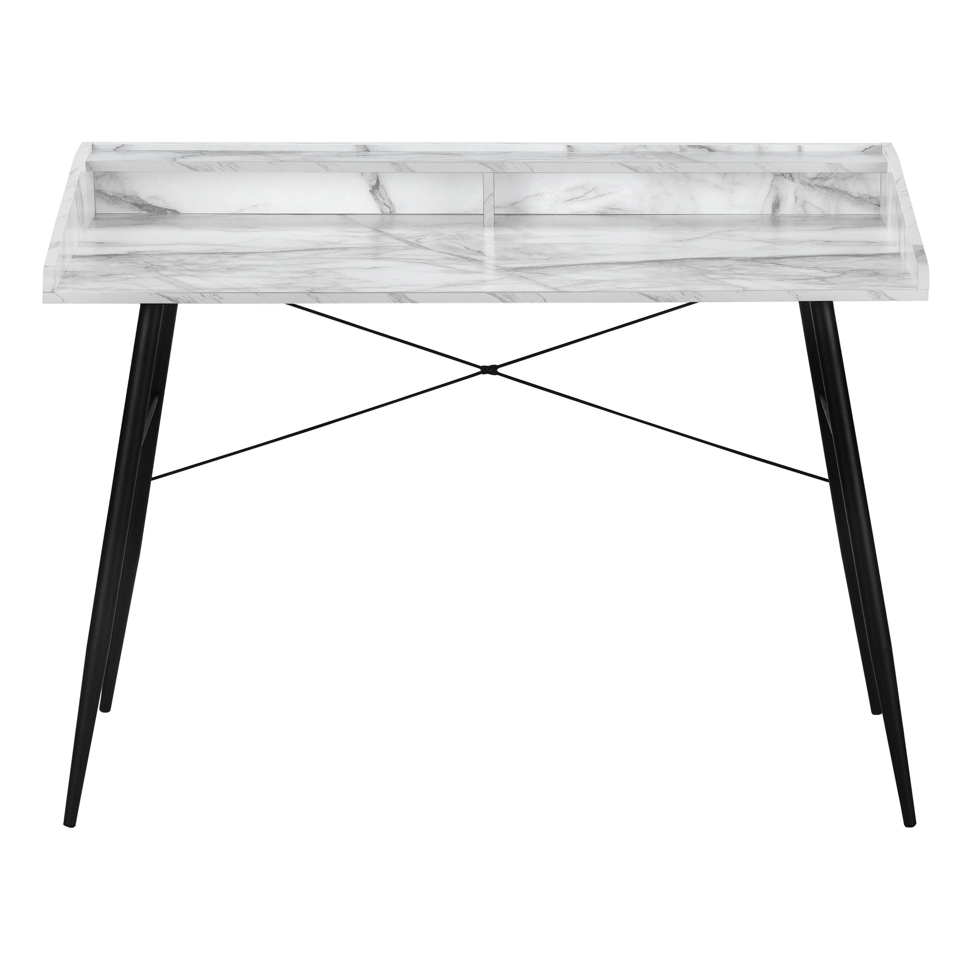 Computer Desk with Hutch 48" Natural Wood White Metal-Computer Desk-DECOROLALA