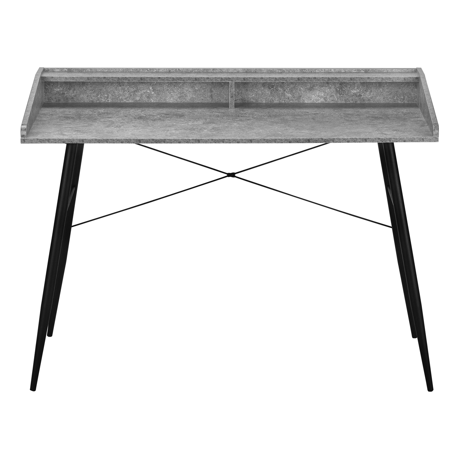 Computer Desk with Hutch 48" Natural Wood White Metal-Computer Desk-DECOROLALA