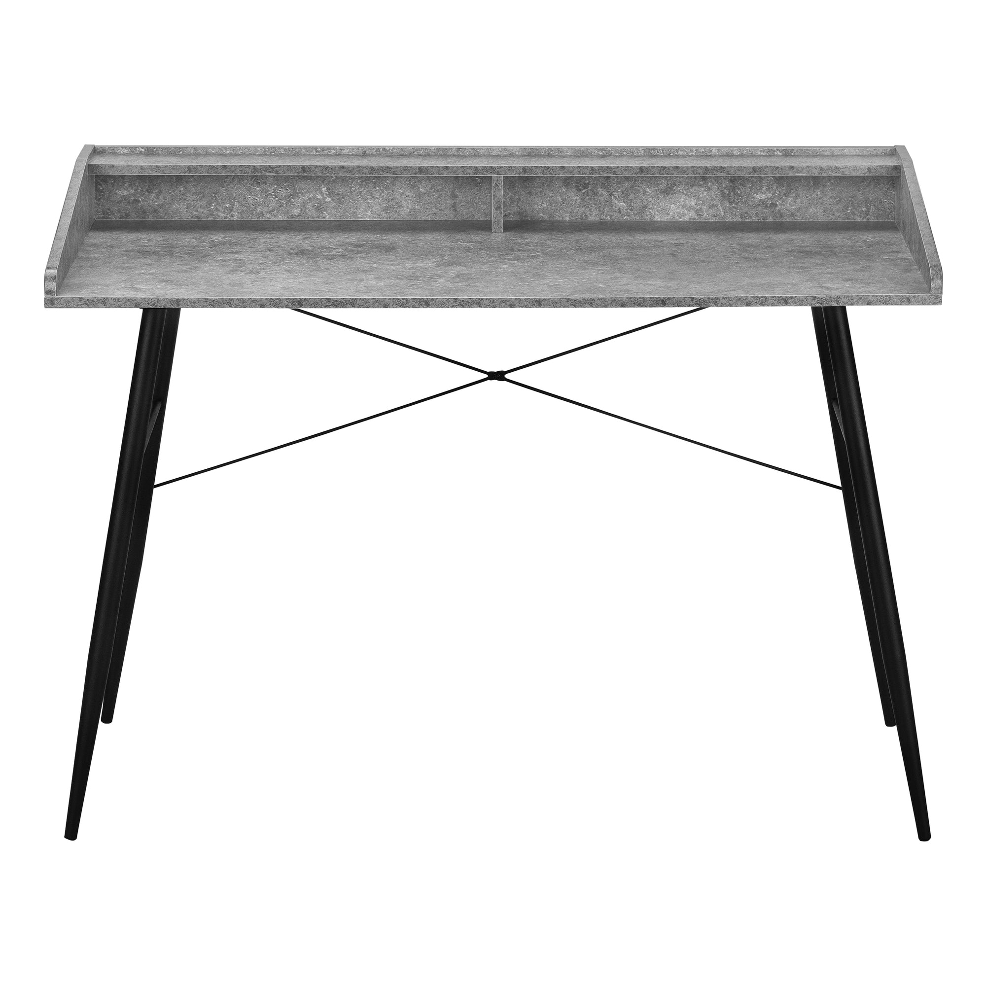 Computer Desk with Hutch 48" Natural Wood White Metal-Computer Desk-DECOROLALA