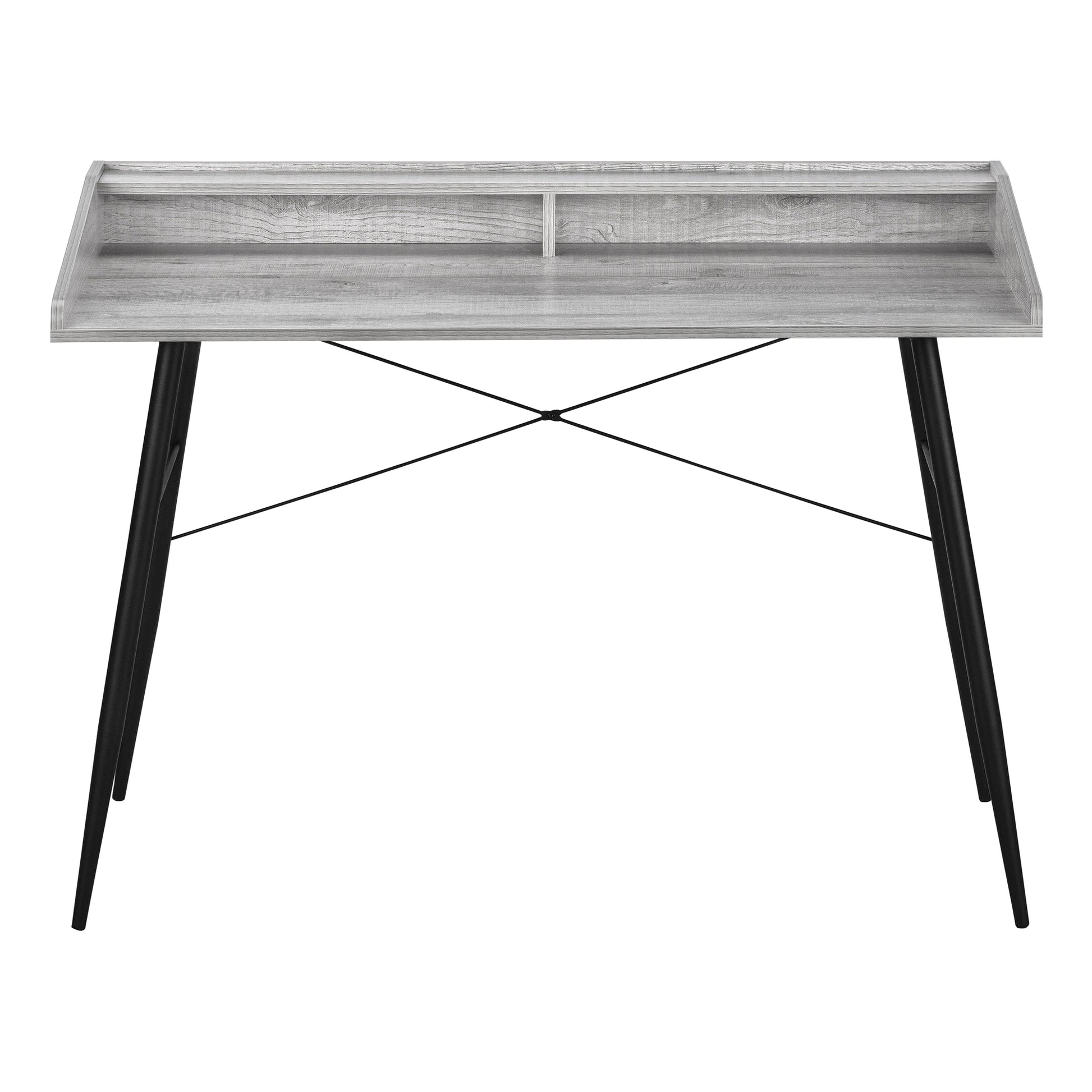 Computer Desk with Hutch 48" Natural Wood White Metal-Computer Desk-DECOROLALA