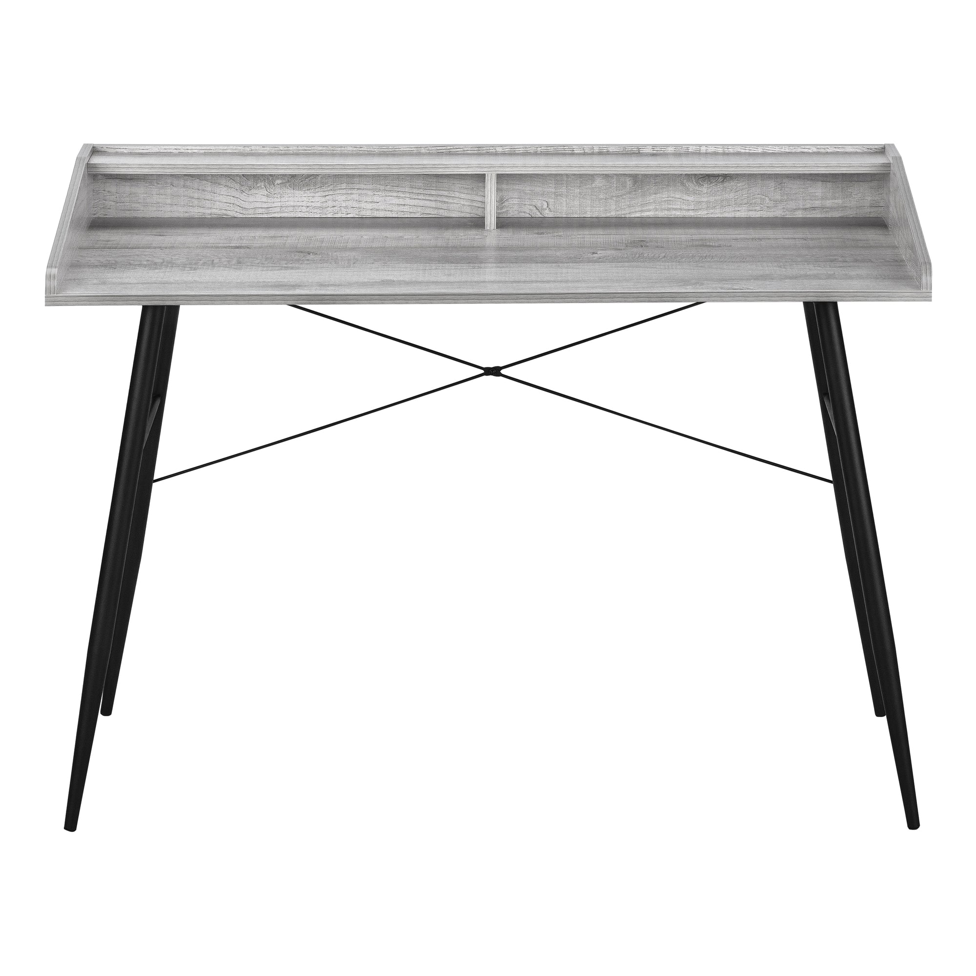 Computer Desk with Hutch 48" Natural Wood White Metal-Computer Desk-DECOROLALA