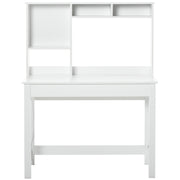 Computer Desk with Hutch, Home Office Table with Storage Shelves and Open Compartments for Writing, Work, White-Office Products > Office Furniture > Office Desks & Work Stations > Computer Desks-DECOROLALA