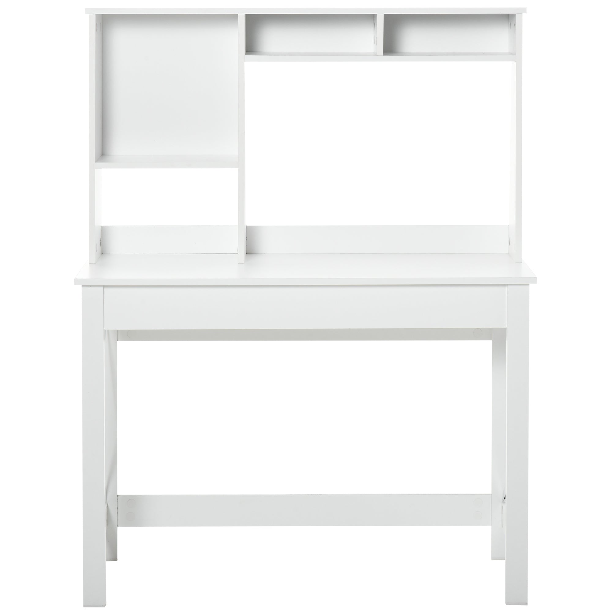 Computer Desk with Hutch and Storage Shelves - White-Office Products > Office Furniture > Office Desks & Work Stations > Computer Desks-DECOROLALA
