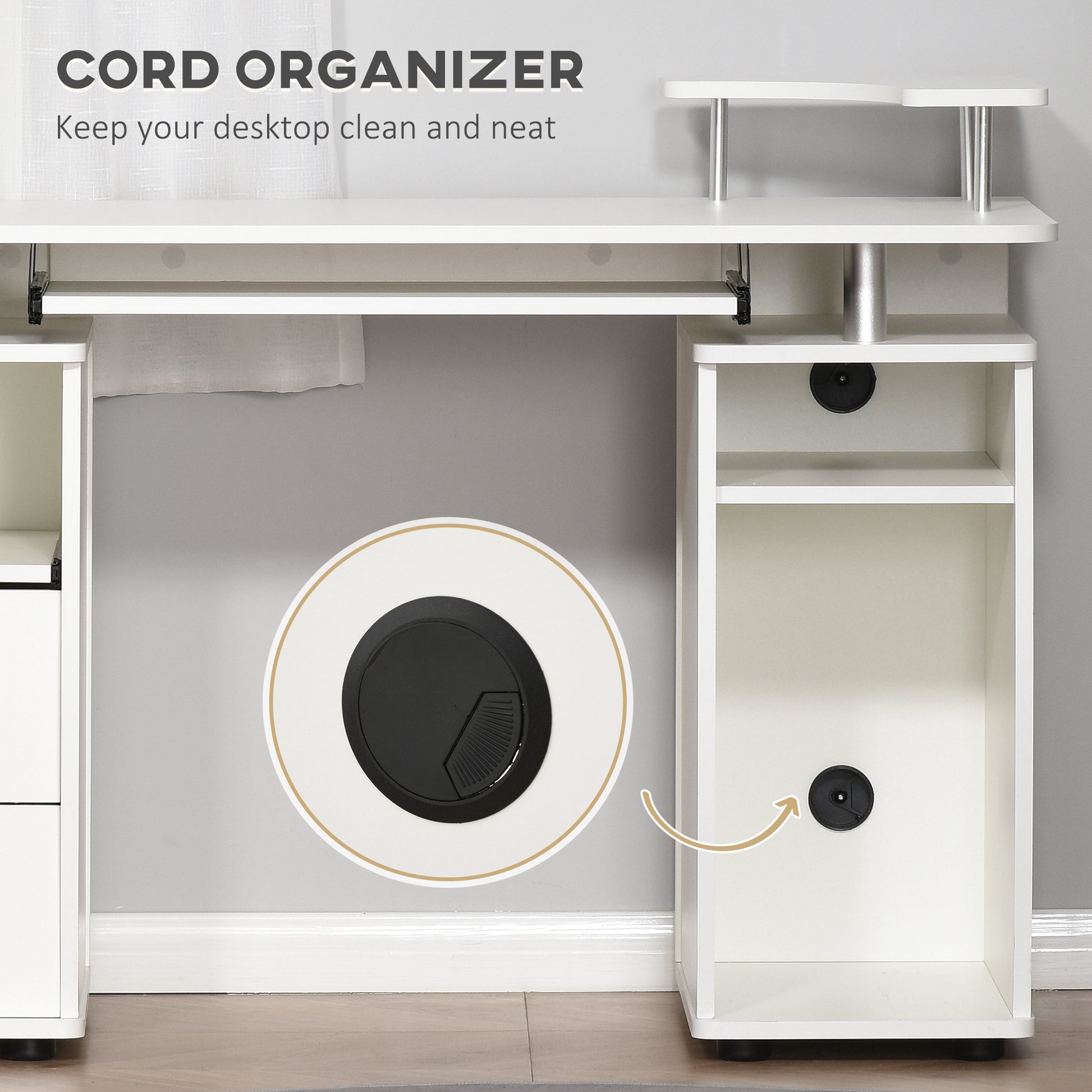 Computer Desk with Keyboard Tray - White 47"-DECOROLALA